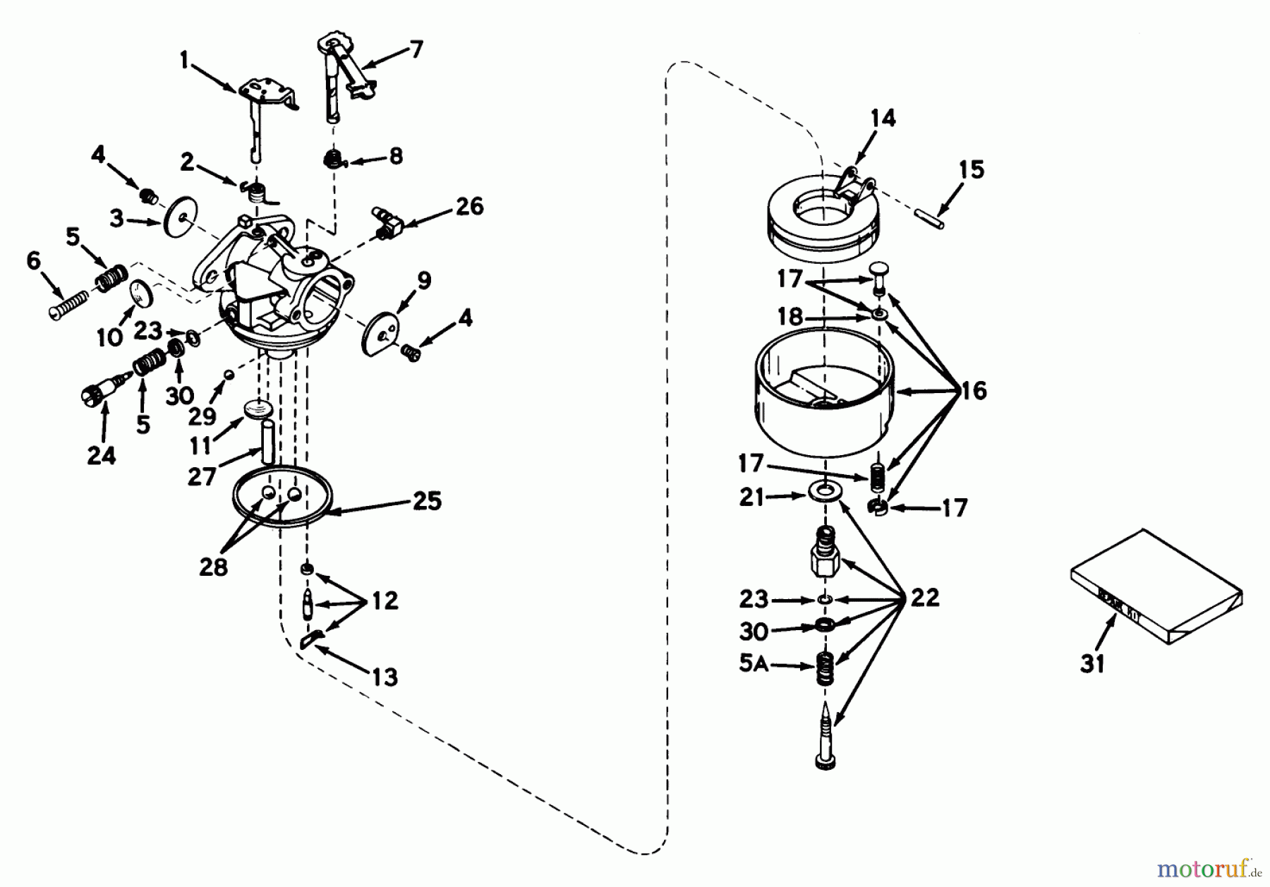  Toro Neu Snow Blowers/Snow Throwers Seite 1 31304 - Toro Snowhound, 1974 (4000001-4999999) CARBURETOR NO. 630958B