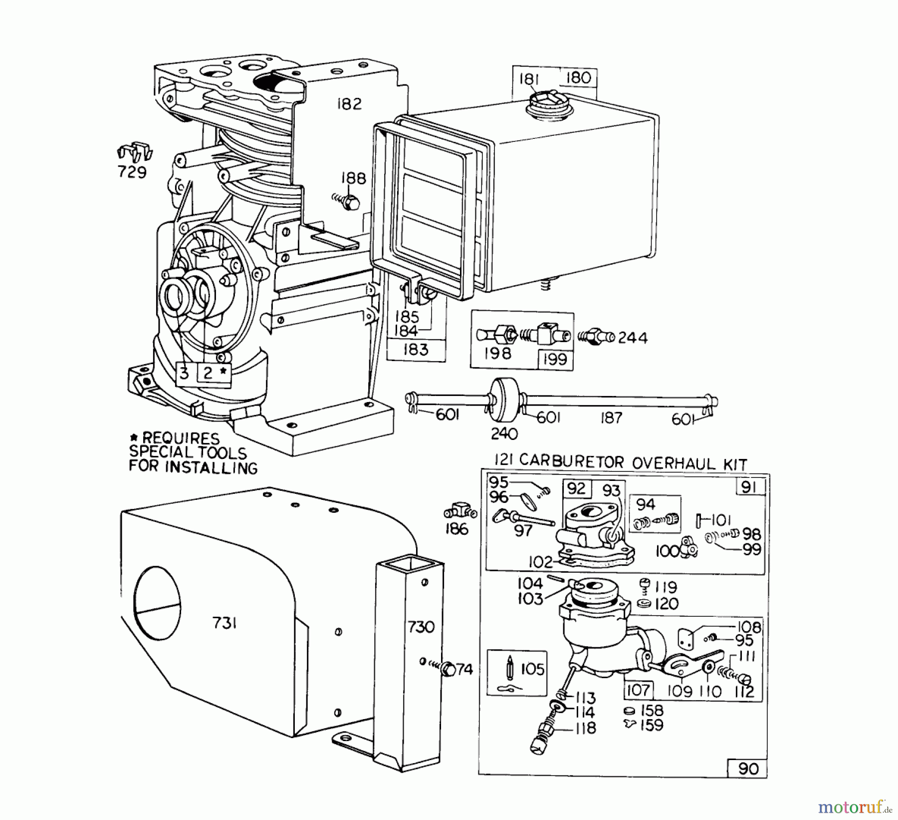  Toro Neu Snow Blowers/Snow Throwers Seite 1 31323 (832) - Toro 832 Snowthrower, 1974 (4000001-4999999) CARBURETOR ASSEMBLY #2