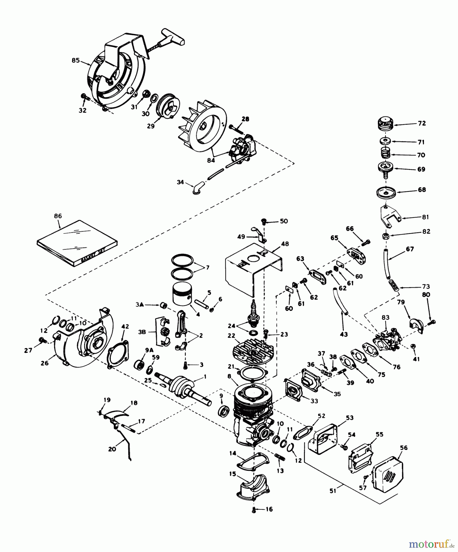  Toro Neu Snow Blowers/Snow Throwers Seite 1 31405 - Toro Snow Pup, 1976 (6000001-6999999) ENGINE TECUMSEH MODEL NO. AH520 TYPE 1401J
