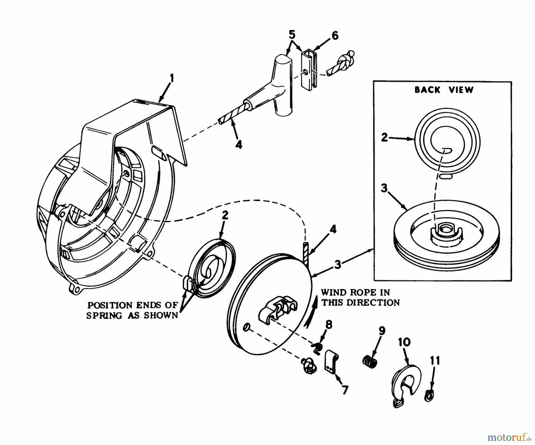  Toro Neu Snow Blowers/Snow Throwers Seite 1 31501 - Toro Snow Pup, 1971 (1000001-1999999) SHROUD AND REWIND STARTER MODEL NO. 590398B