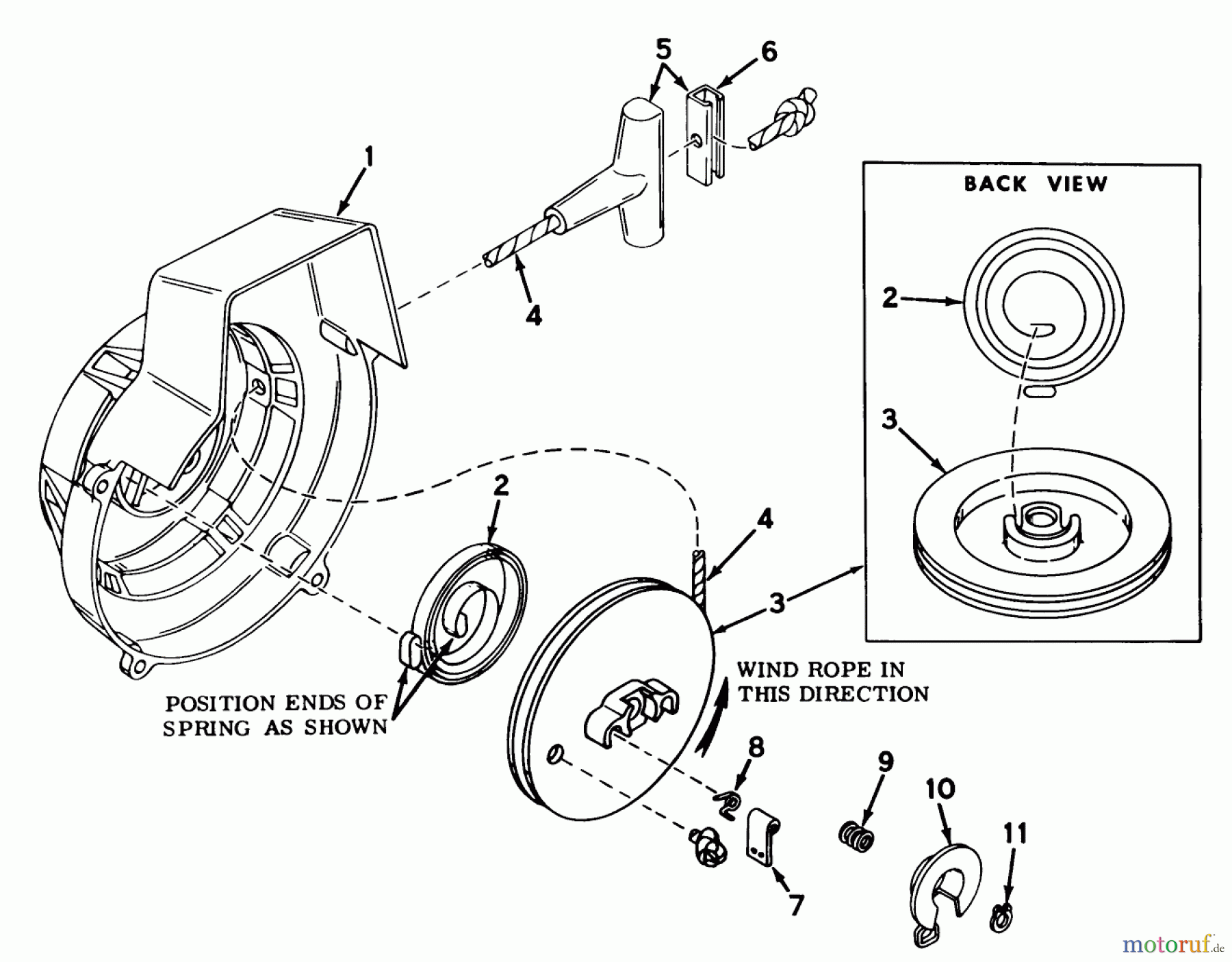  Toro Neu Snow Blowers/Snow Throwers Seite 1 31502 - Toro Snow Pup, 1975 (5000001-5999999) SHROUD AND REWIND STARTER NO. 590398B