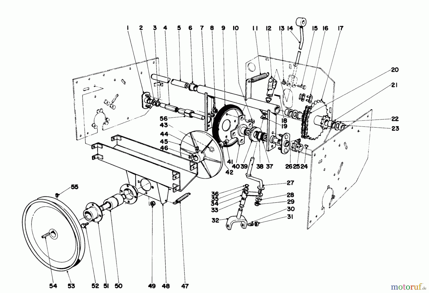  Toro Neu Snow Blowers/Snow Throwers Seite 1 31600 (732) - Toro 732 Snowthrower, 1970 (0000001-0999999) COUNTERSHAFT AND AXLE ASSEMBLY