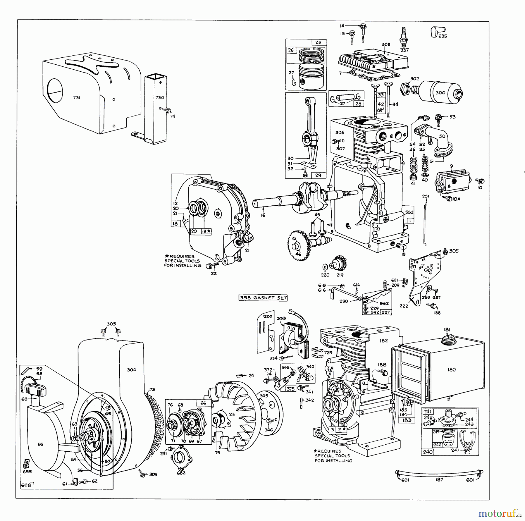  Toro Neu Snow Blowers/Snow Throwers Seite 1 31655 (732) - Toro 732 Snowthrower, 1970 (0000001-0999999) ENGINE MODEL 170402 (RECOIL)