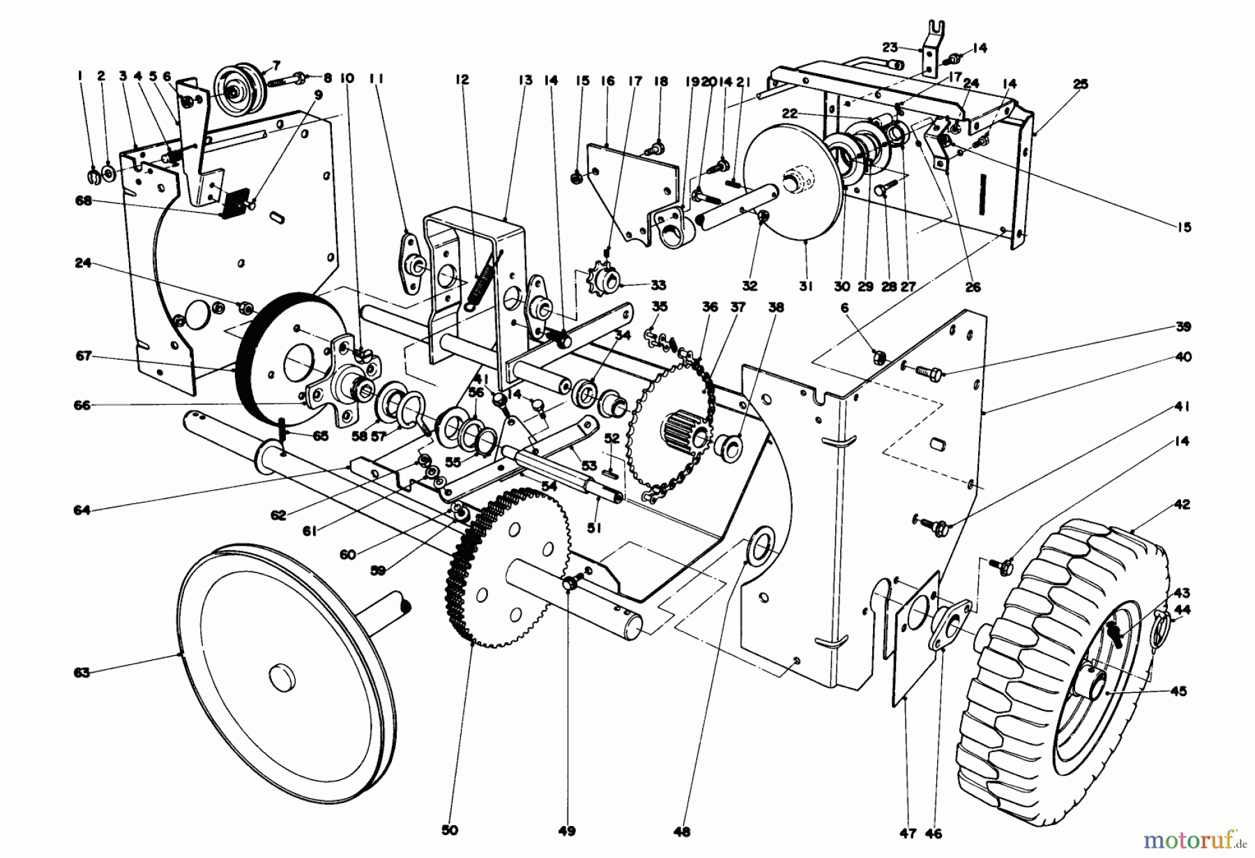  Toro Neu Snow Blowers/Snow Throwers Seite 1 31677 (724) - Toro 724 Snowthrower, 1975 (5000001-5999999) TRACTION ASSEMBLY