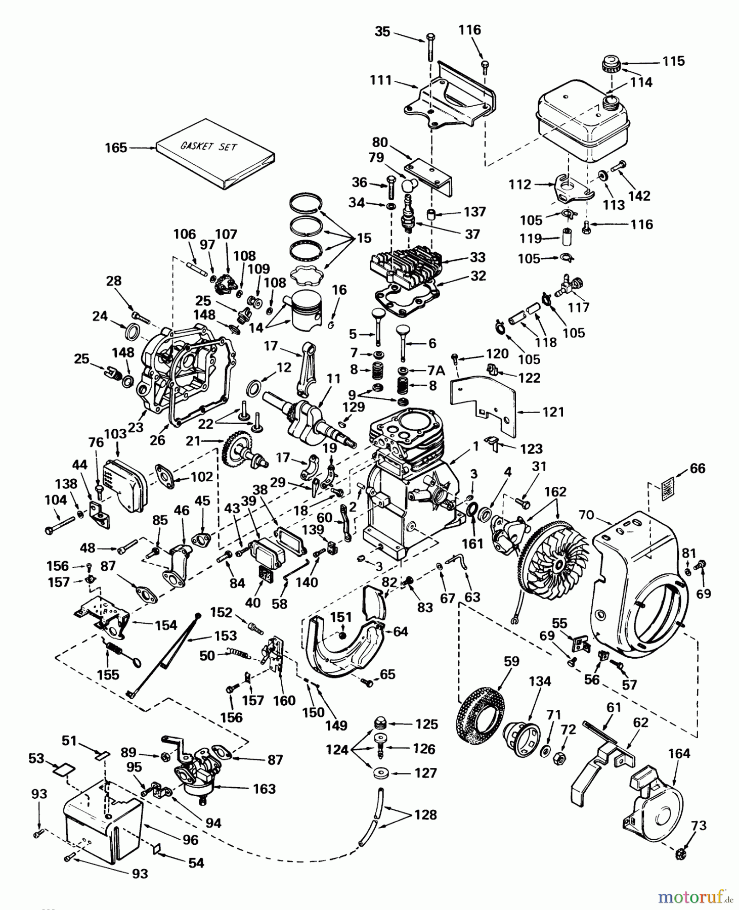  Toro Neu Snow Blowers/Snow Throwers Seite 1 31677 (724) - Toro 724 Snowthrower, 1976 (6000001-6999999) ENGINE, TECUMSEH MODEL NO. HS50-67074A (5 H.P. SNOWTHROWER MODEL NO. 31625)