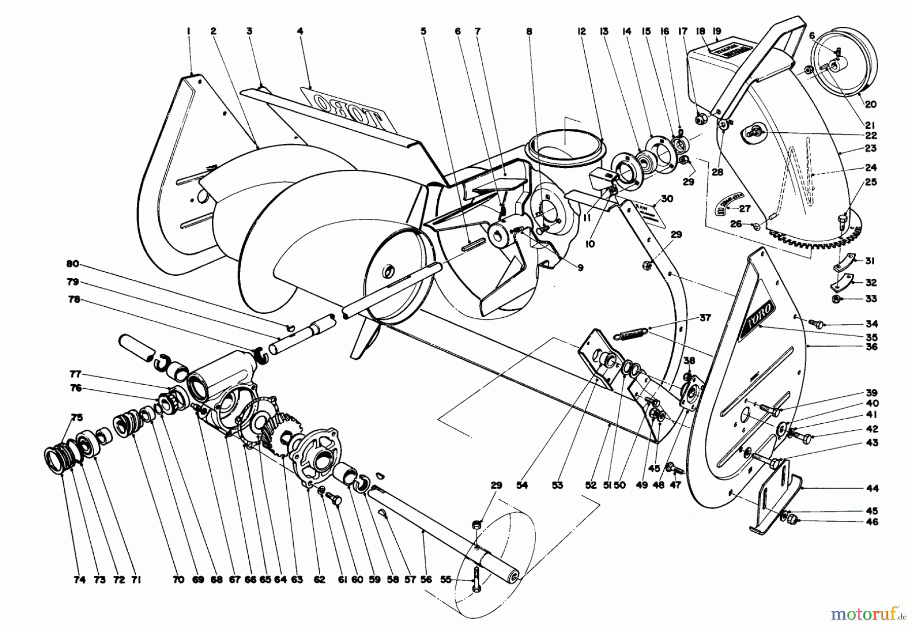  Toro Neu Snow Blowers/Snow Throwers Seite 1 31756 (726) - Toro 726 Snowthrower, 1973 (3000001-3999999) AUGER ASSEMBLY