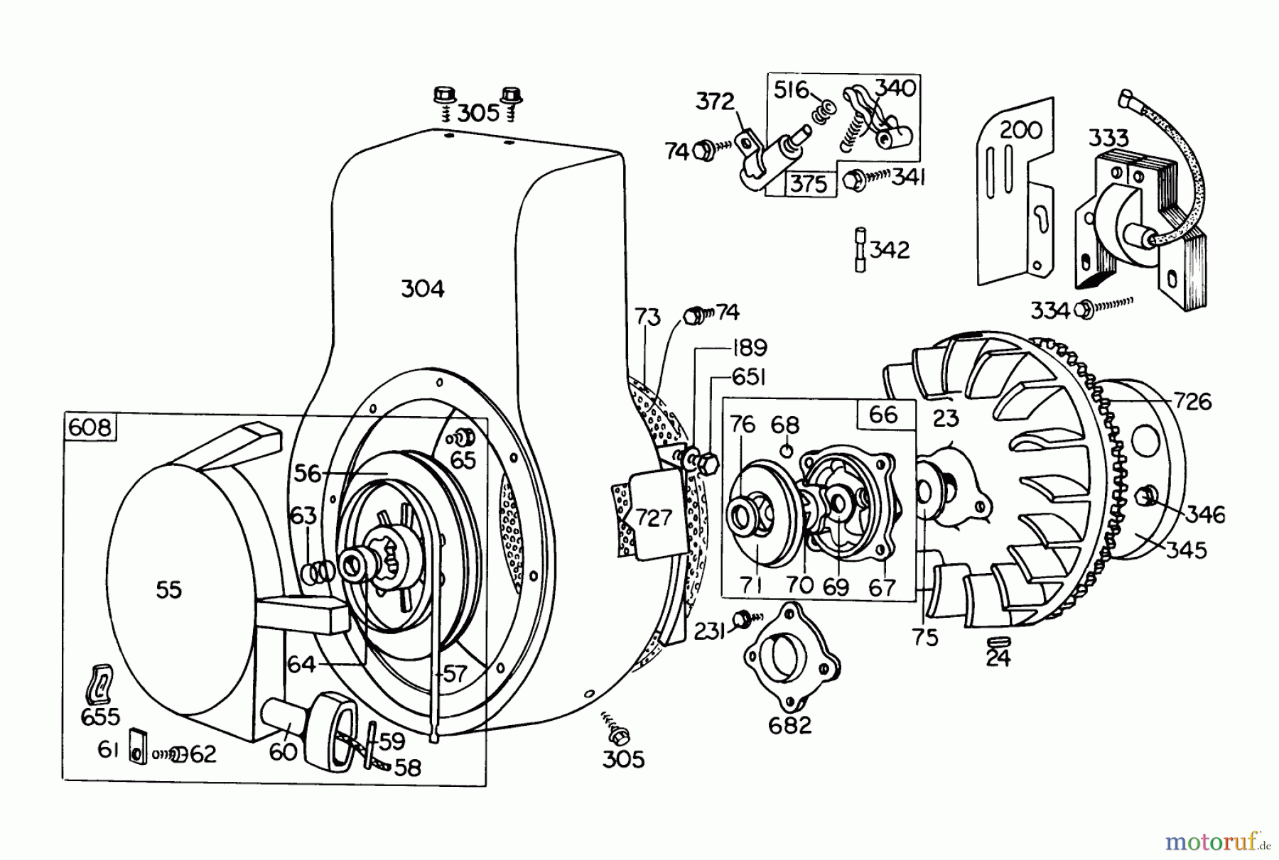  Toro Neu Snow Blowers/Snow Throwers Seite 1 31823 (832) - Toro 832 Snowthrower, 1975 (5000001-5999999) REWIND STARTER ASSEMBLY