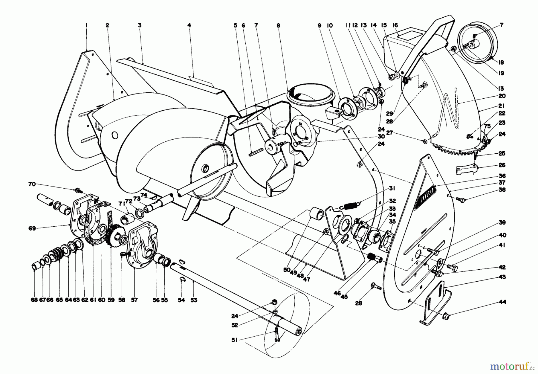  Toro Neu Snow Blowers/Snow Throwers Seite 1 31823 (832) - Toro 832 Snowthrower, 1976 (6000001-6999999) AUGER ASSEMBLY (MODEL 31763)