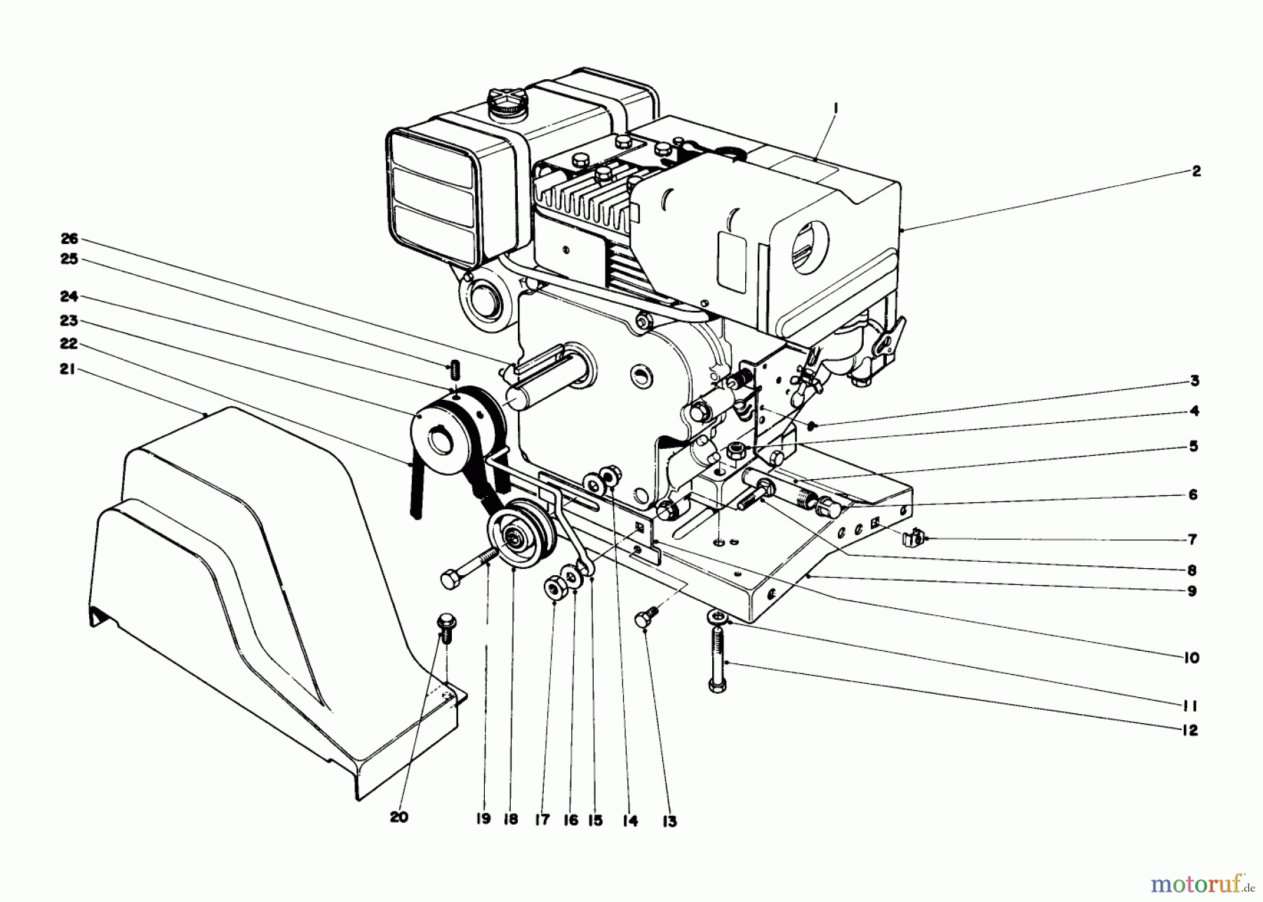  Toro Neu Snow Blowers/Snow Throwers Seite 1 31763 (826) - Toro 826 Snowthrower, 1976 (6000001-6999999) ENGINE ASSEMBLY