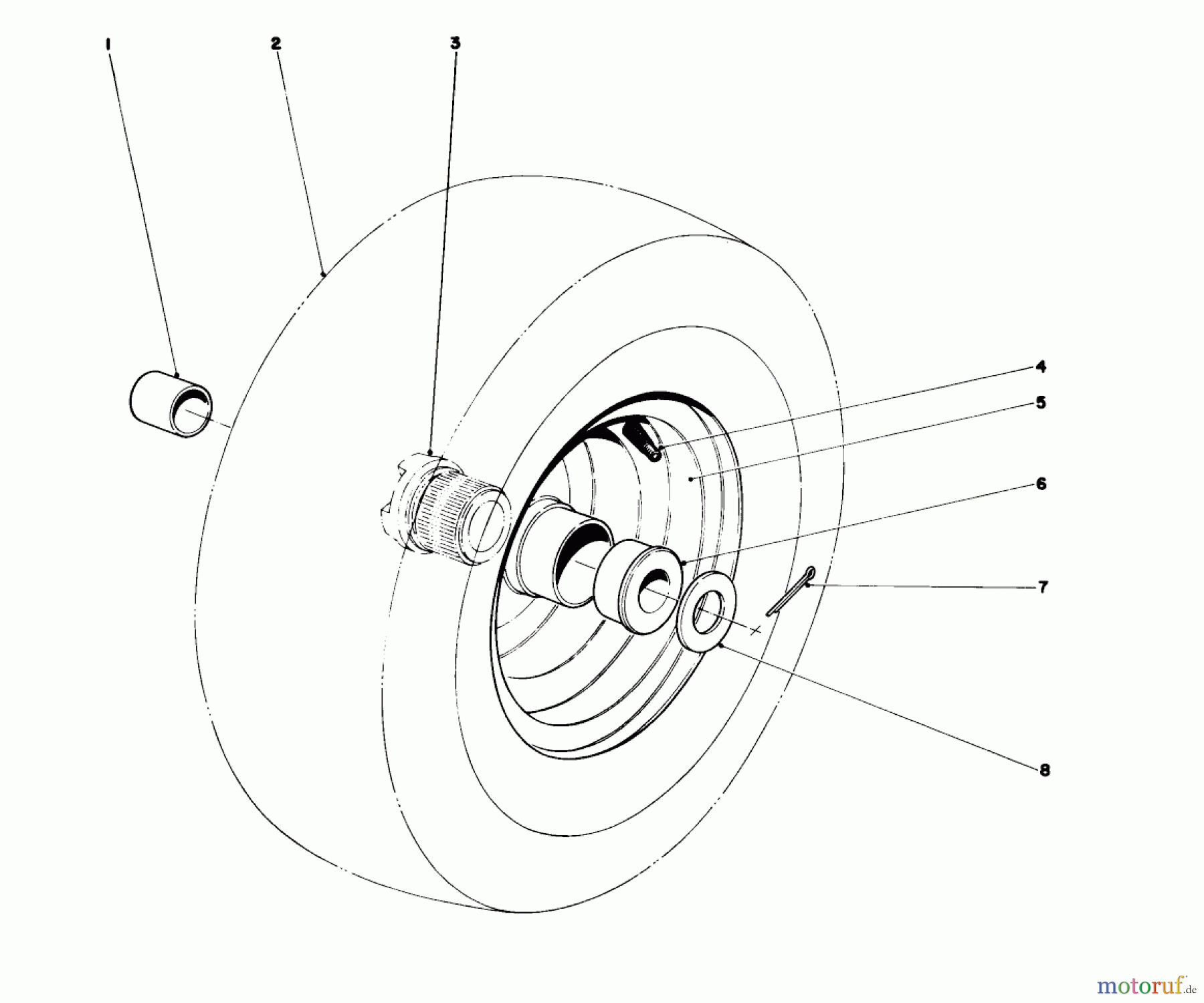  Toro Neu Snow Blowers/Snow Throwers Seite 1 31823 (832) - Toro 832 Snowthrower, 1976 (6000001-6999999) WHEEL ASSEMBLY