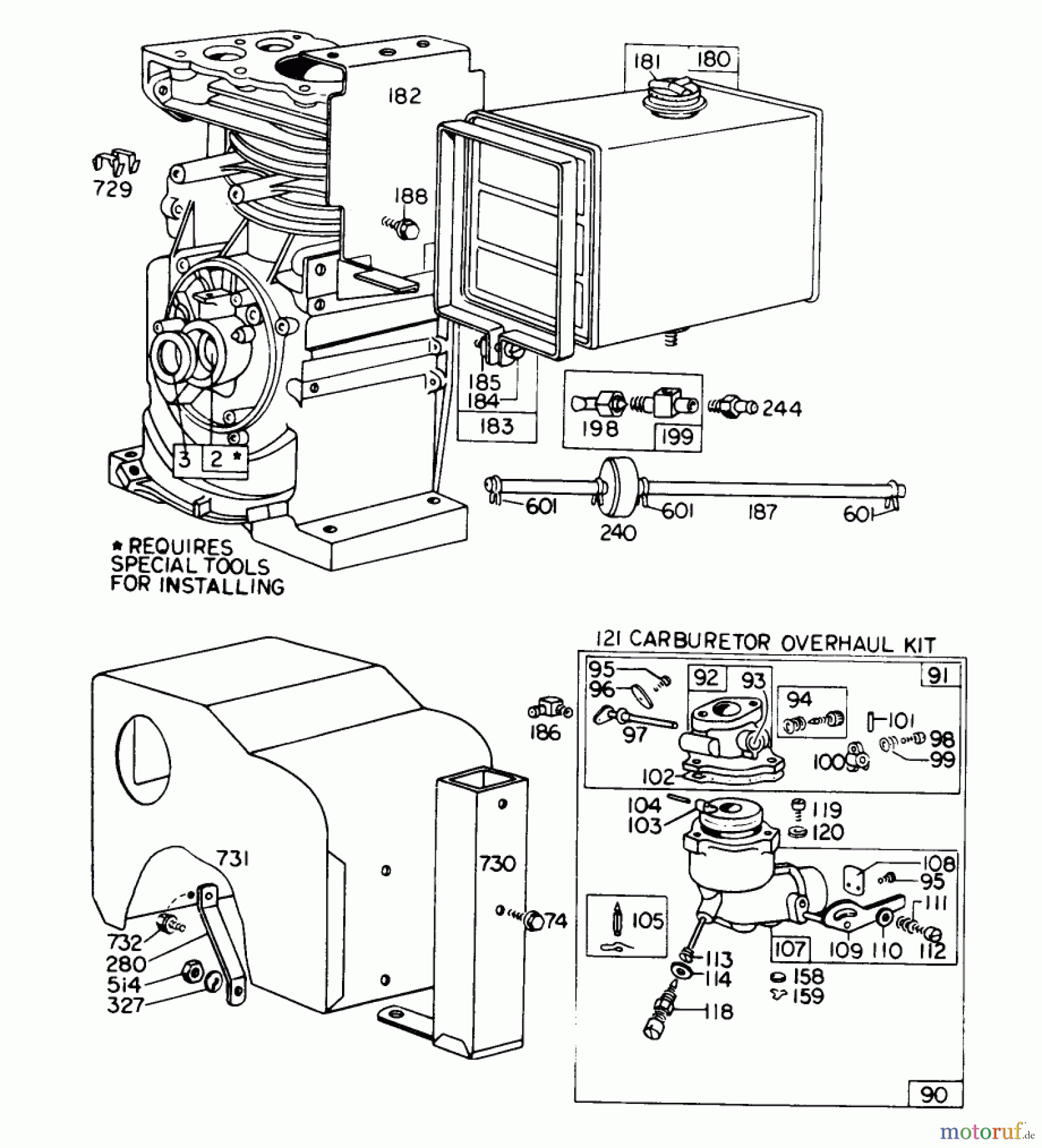  Toro Neu Snow Blowers/Snow Throwers Seite 1 31823 (832) - Toro 832 Snowthrower, 1977 (7000001-7999999) CARBURETOR ASSEMBLY