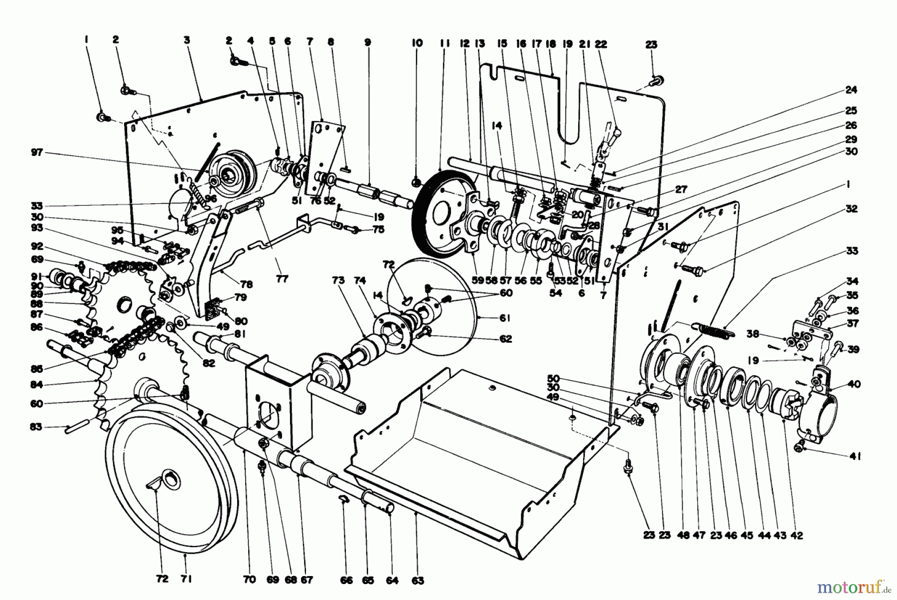  Toro Neu Snow Blowers/Snow Throwers Seite 1 31995 (1032) - Toro 1032 Snowthrower, 1976 (6000001-6999999) TRACTION ASSEMBLY