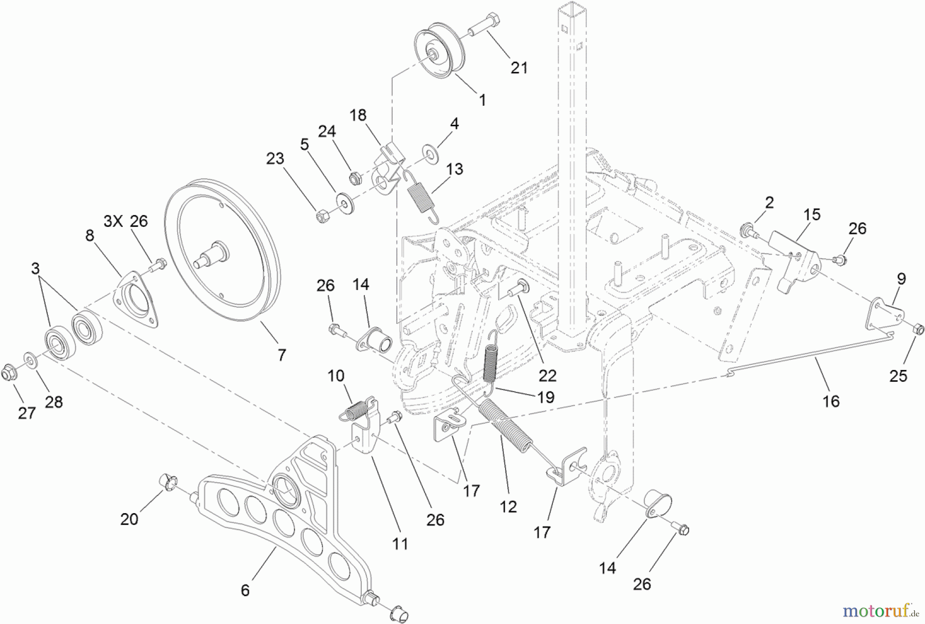  Toro Neu Snow Blowers/Snow Throwers Seite 1 37770 - Toro Power Max 724 OE Snowthrower, 2013 (SN 313000001-313999999) PULLEYS AND BELLCRANK ASSEMBLY