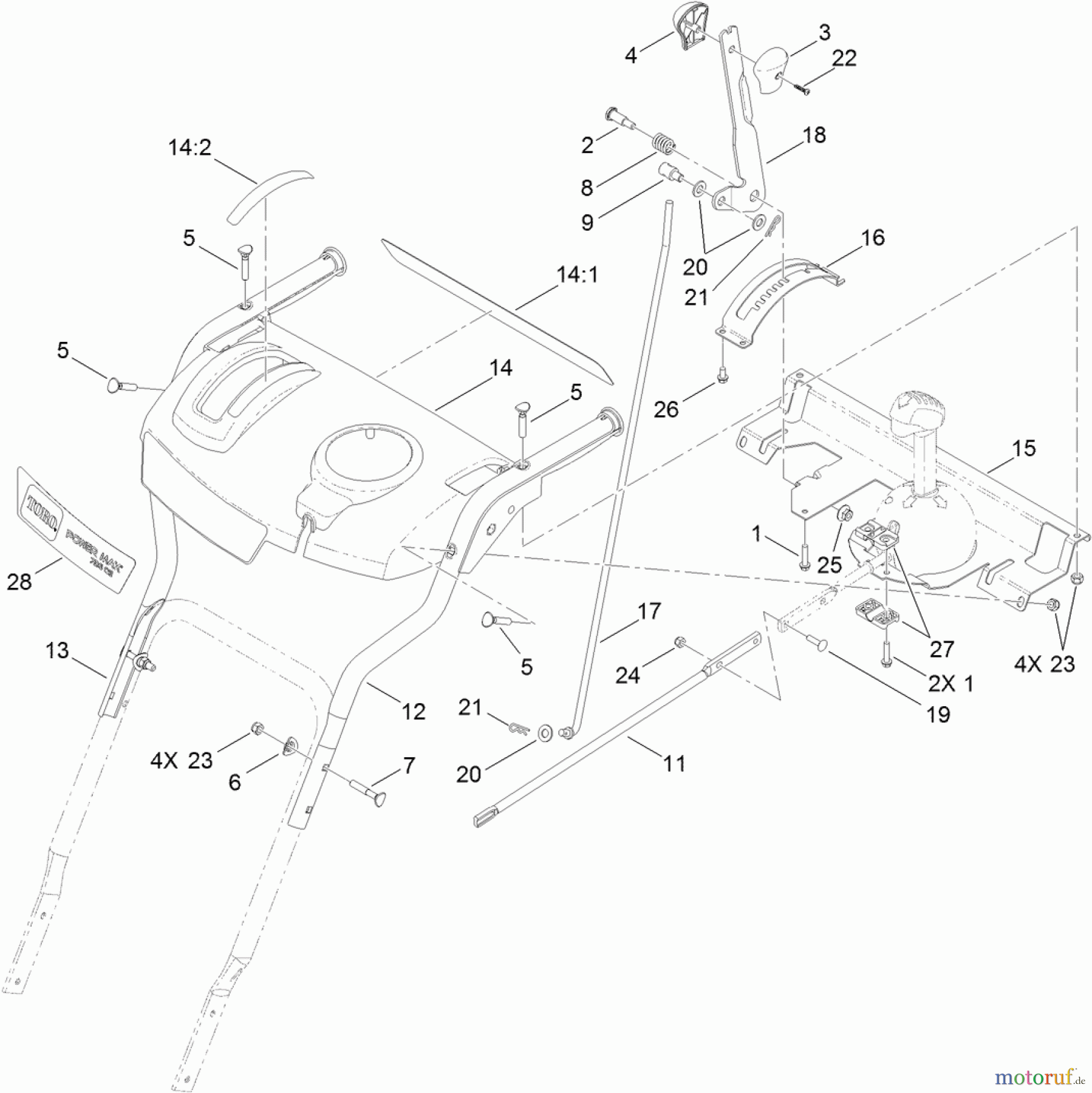  Toro Neu Snow Blowers/Snow Throwers Seite 1 37771 - Toro Power Max 726 OE Snowthrower, 2013 (SN 313000001-313999999) HANDLE ASSEMBLY