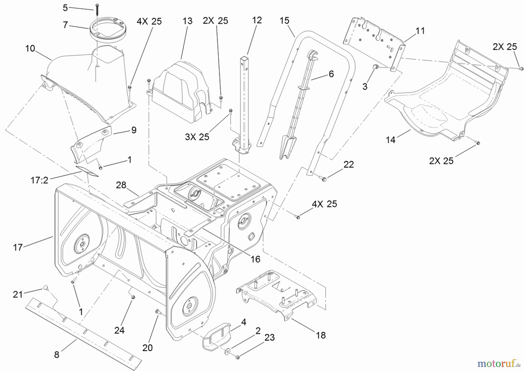  Toro Neu Snow Blowers/Snow Throwers Seite 1 37772 - Toro Power Max 826 OE Snowthrower, 2013 (SN 313000001-313999999) FRAME, HOUSING AND BYPASS ASSEMBLY