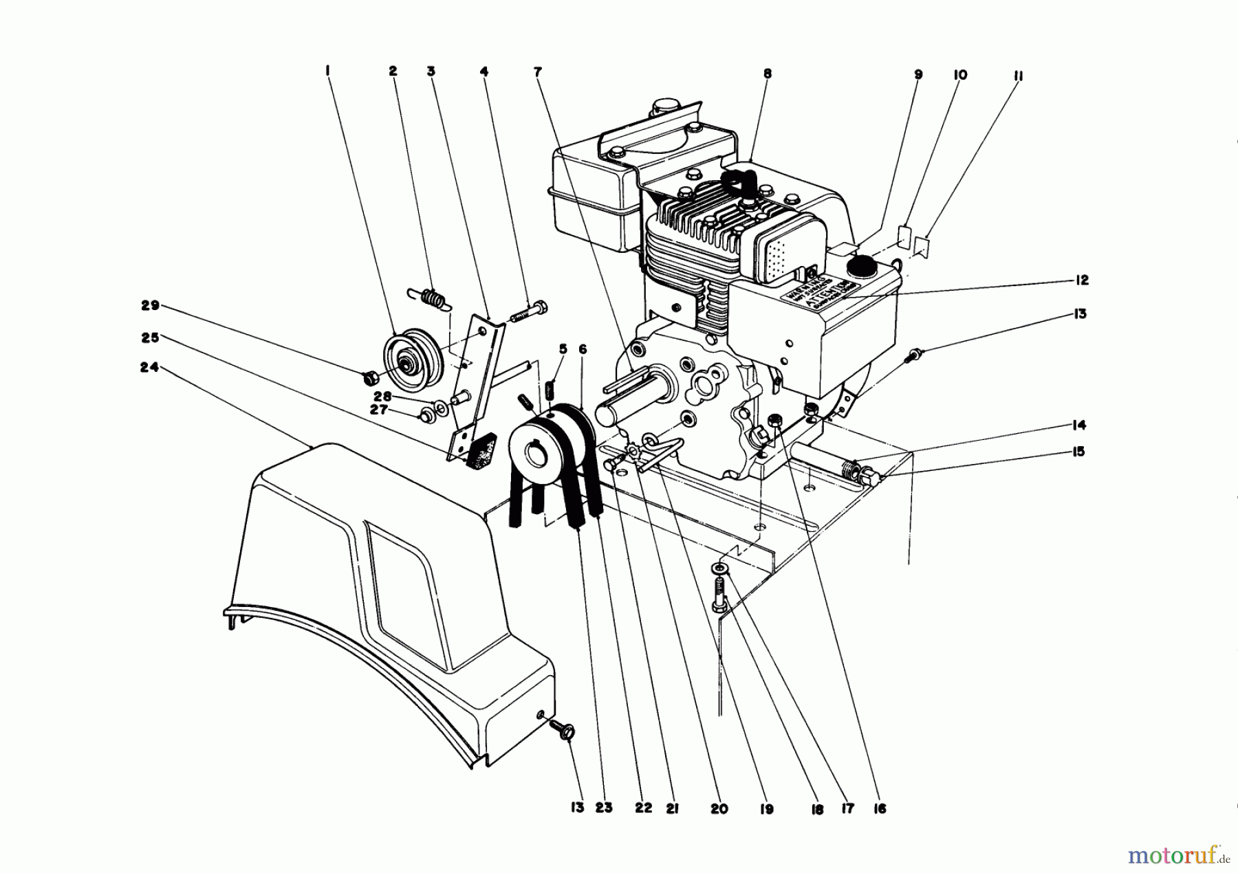  Toro Neu Snow Blowers/Snow Throwers Seite 1 38010 (421) - Toro 421 Snowthrower, 1980 (0000001-0999999) ENGINE ASSEMBLY