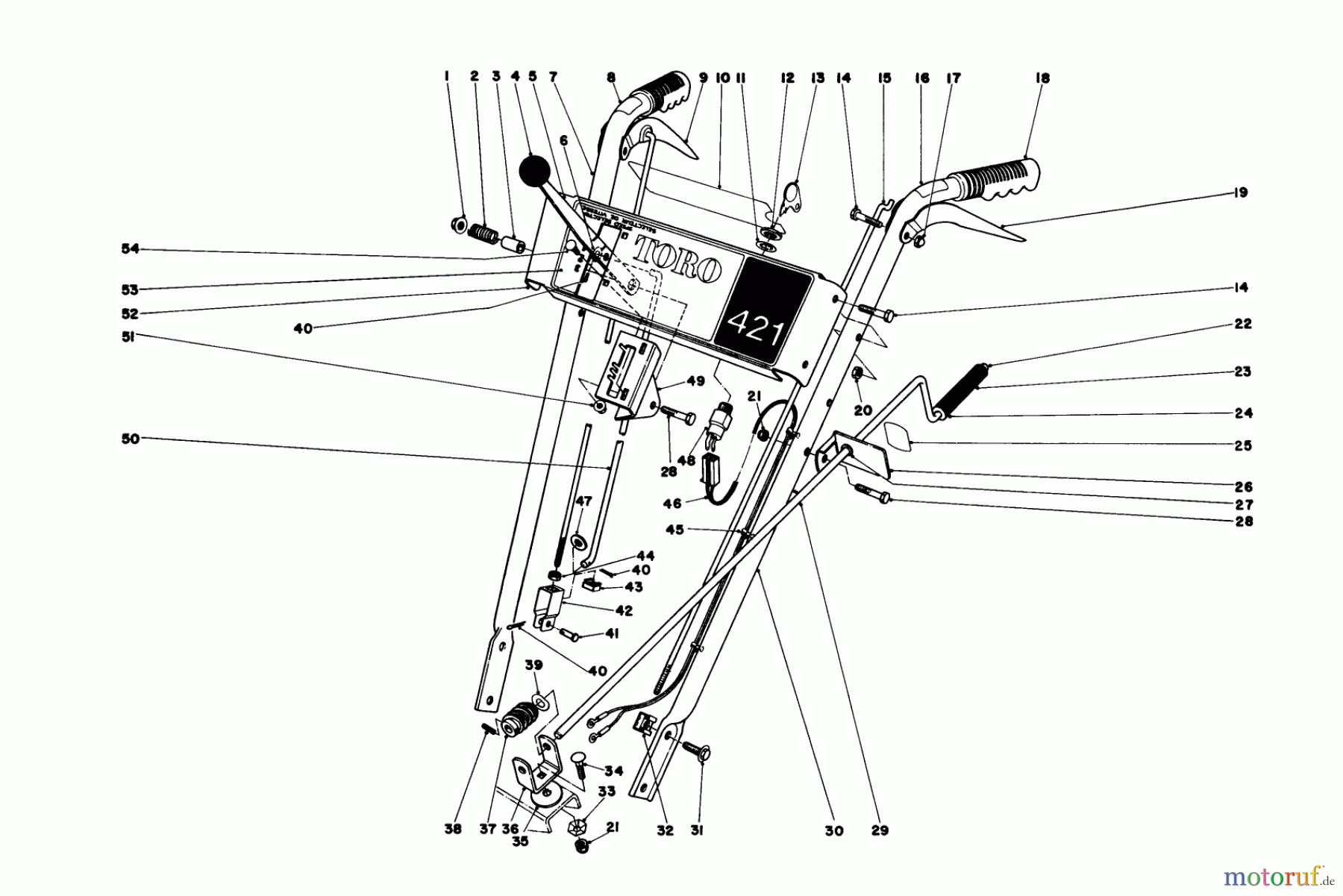  Toro Neu Snow Blowers/Snow Throwers Seite 1 38010 (421) - Toro 421 Snowthrower, 1980 (0000001-0999999) HANDLE ASSEMBLY