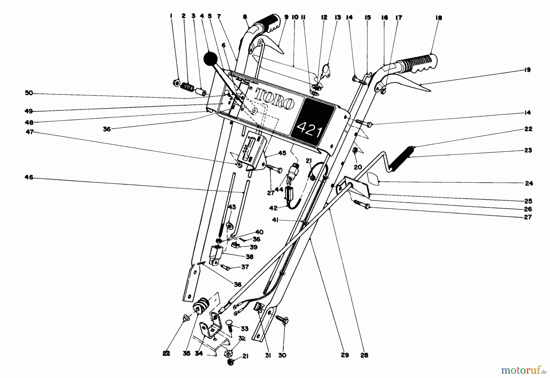  Toro Neu Snow Blowers/Snow Throwers Seite 1 38015 (421) - Toro 421 Snowthrower, 1982 (2000001-2999999) HANDLE ASSEMBLY