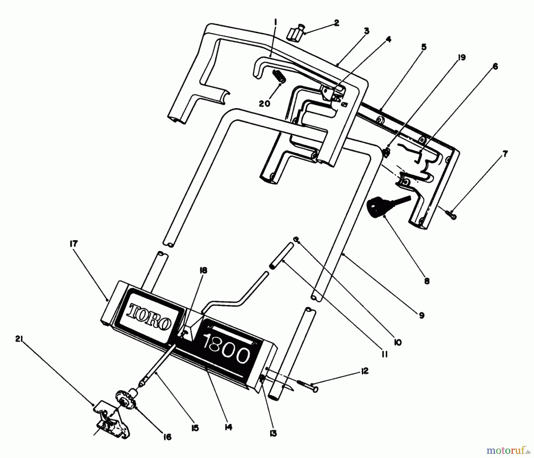  Toro Neu Snow Blowers/Snow Throwers Seite 1 38025 (1800) - Toro 1800 Power Curve Snowthrower, 1991 (1000001-1111100) HANDLE ASSEMBLY