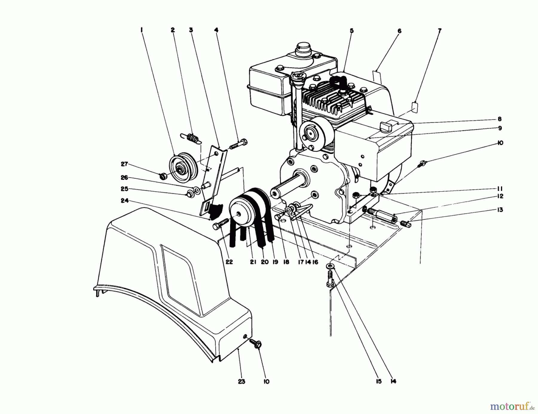  Toro Neu Snow Blowers/Snow Throwers Seite 1 38035 (3521) - Toro 3521 Snowthrower, 1984 (4000001-4999999) ENGINE ASSEMBLY