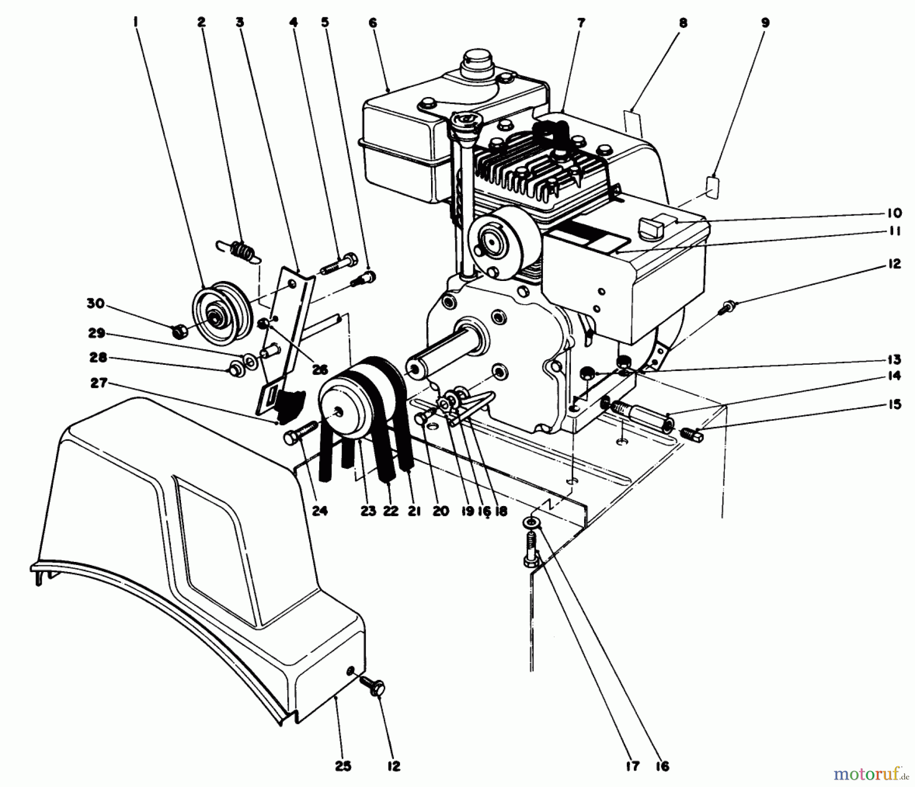  Toro Neu Snow Blowers/Snow Throwers Seite 1 38035 (3521) - Toro 3521 Snowthrower, 1988 (8000001-8999999) ENGINE ASSEMBLY