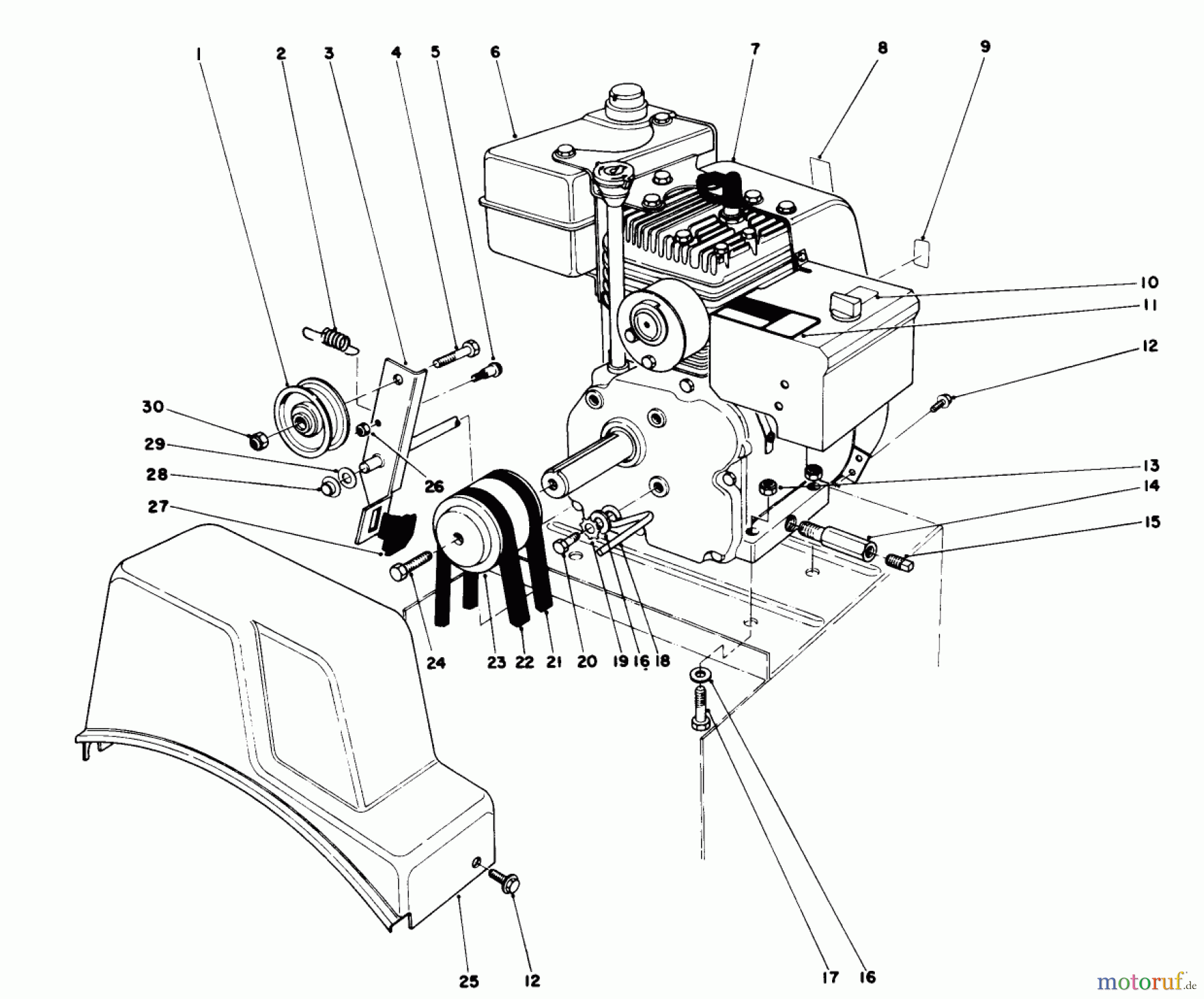  Toro Neu Snow Blowers/Snow Throwers Seite 1 38035 (3521) - Toro 3521 Snowthrower, 1989 (9000001-9999999) ENGINE ASSEMBLY