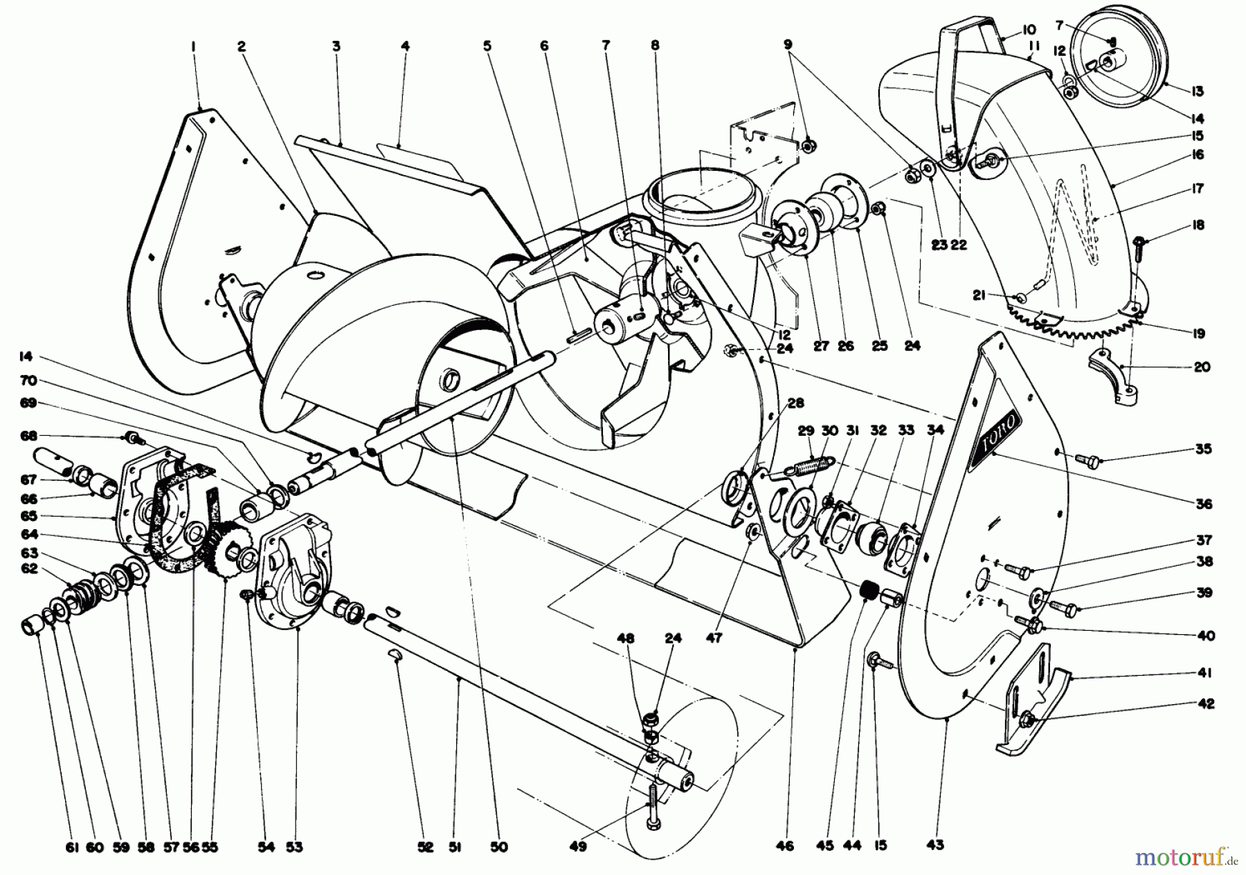  Toro Neu Snow Blowers/Snow Throwers Seite 1 38050 (724) - Toro 724 Snowthrower, 1984 (4000001-4999999) AUGER ASSEMBLY