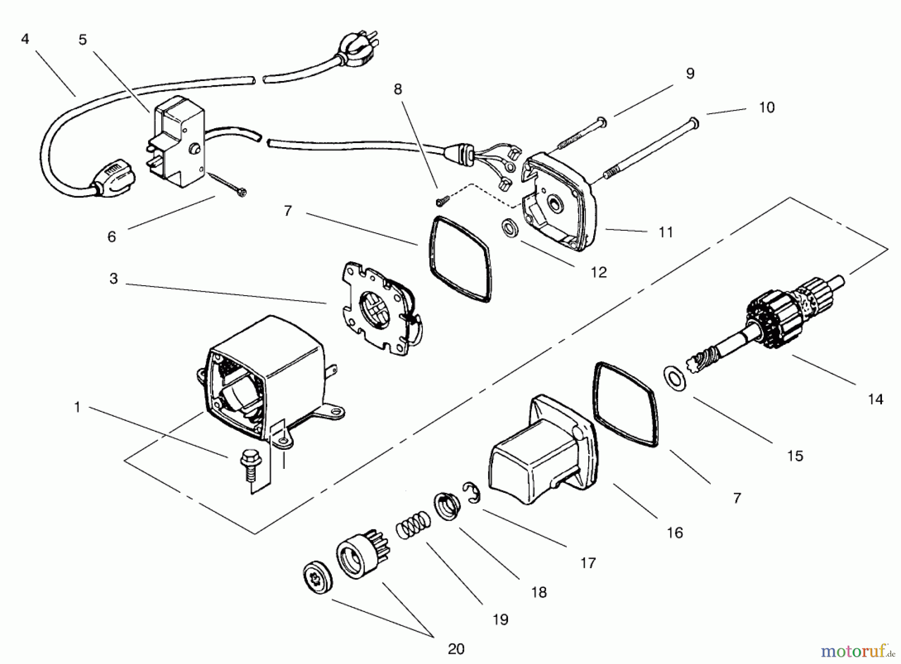  Toro Neu Snow Blowers/Snow Throwers Seite 1 38051 (522) - Toro 522 Snowthrower, 2000 (200000001-200999999) STARTER MOTOR NO. 33290E (OPTIONAL)