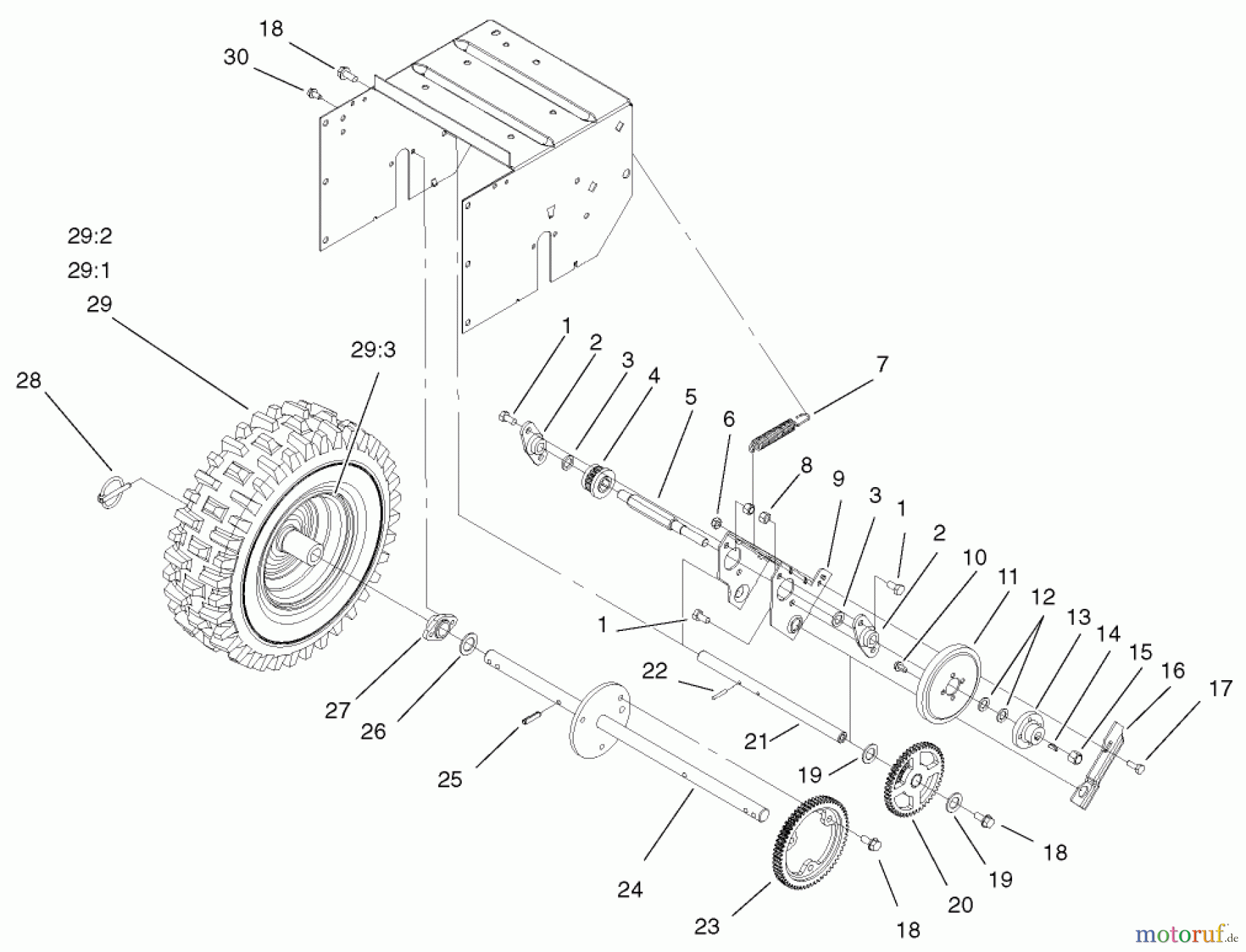  Toro Neu Snow Blowers/Snow Throwers Seite 1 38051 (522) - Toro 522 Snowthrower, 2000 (200000001-200999999) TRACTION ASSEMBLY #2