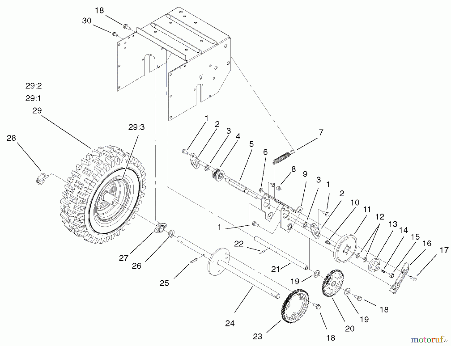  Toro Neu Snow Blowers/Snow Throwers Seite 1 38051 (522) - Toro 522 Snowthrower, 2001 (210000001-210999999) TRACTION ASSEMBLY #2