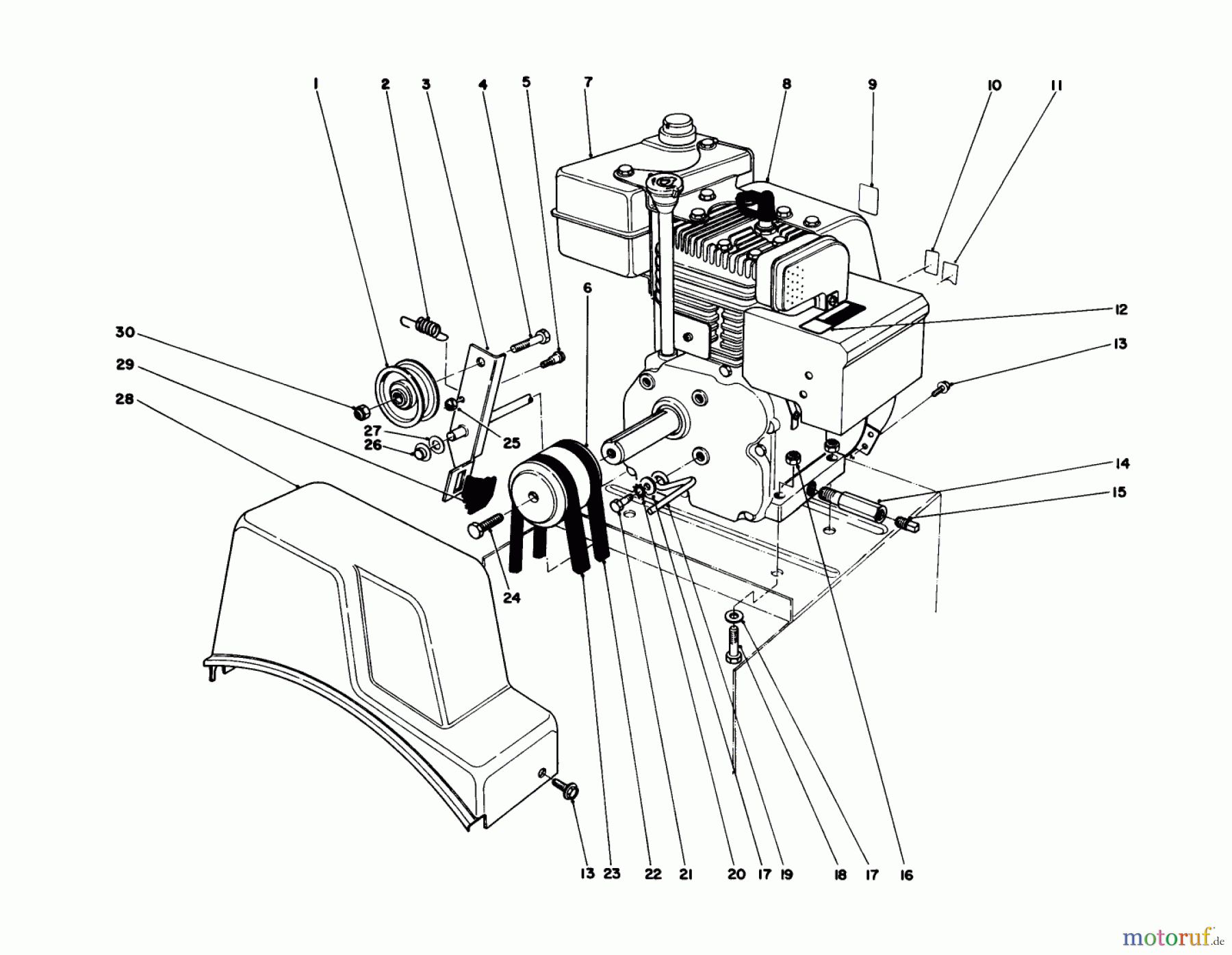  Toro Neu Snow Blowers/Snow Throwers Seite 1 38052 (521) - Toro 521 Snowthrower, 1987 (7000001-7999999) ENGINE ASSEMBLY