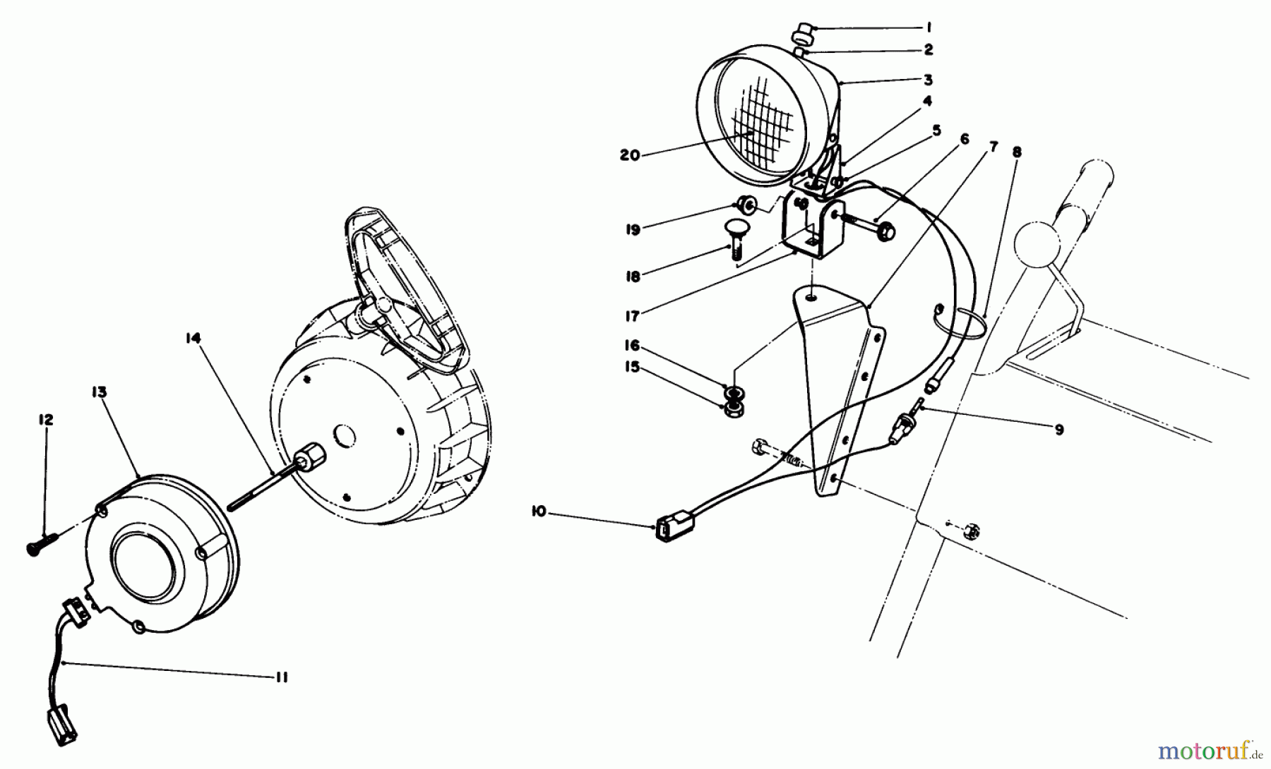  Toro Neu Snow Blowers/Snow Throwers Seite 1 38052 (521) - Toro 521 Snowthrower, 1988 (8000001-8999999) LIGHT KIT NO. 54-9821 (OPTIONAL)