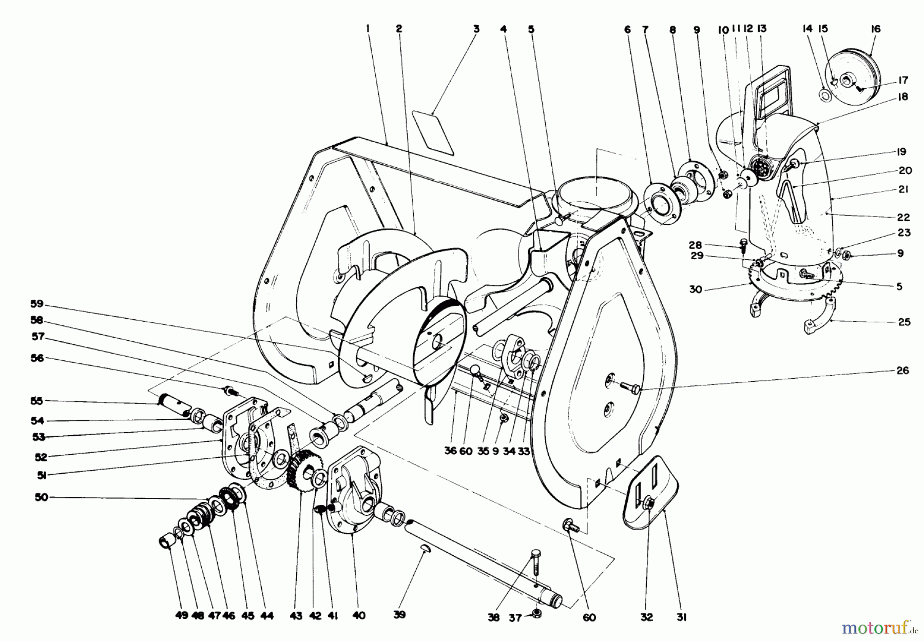  Toro Neu Snow Blowers/Snow Throwers Seite 1 38052 (521) - Toro 521 Snowthrower, 1989 (9000001-9999999) AUGER ASSEMBLY