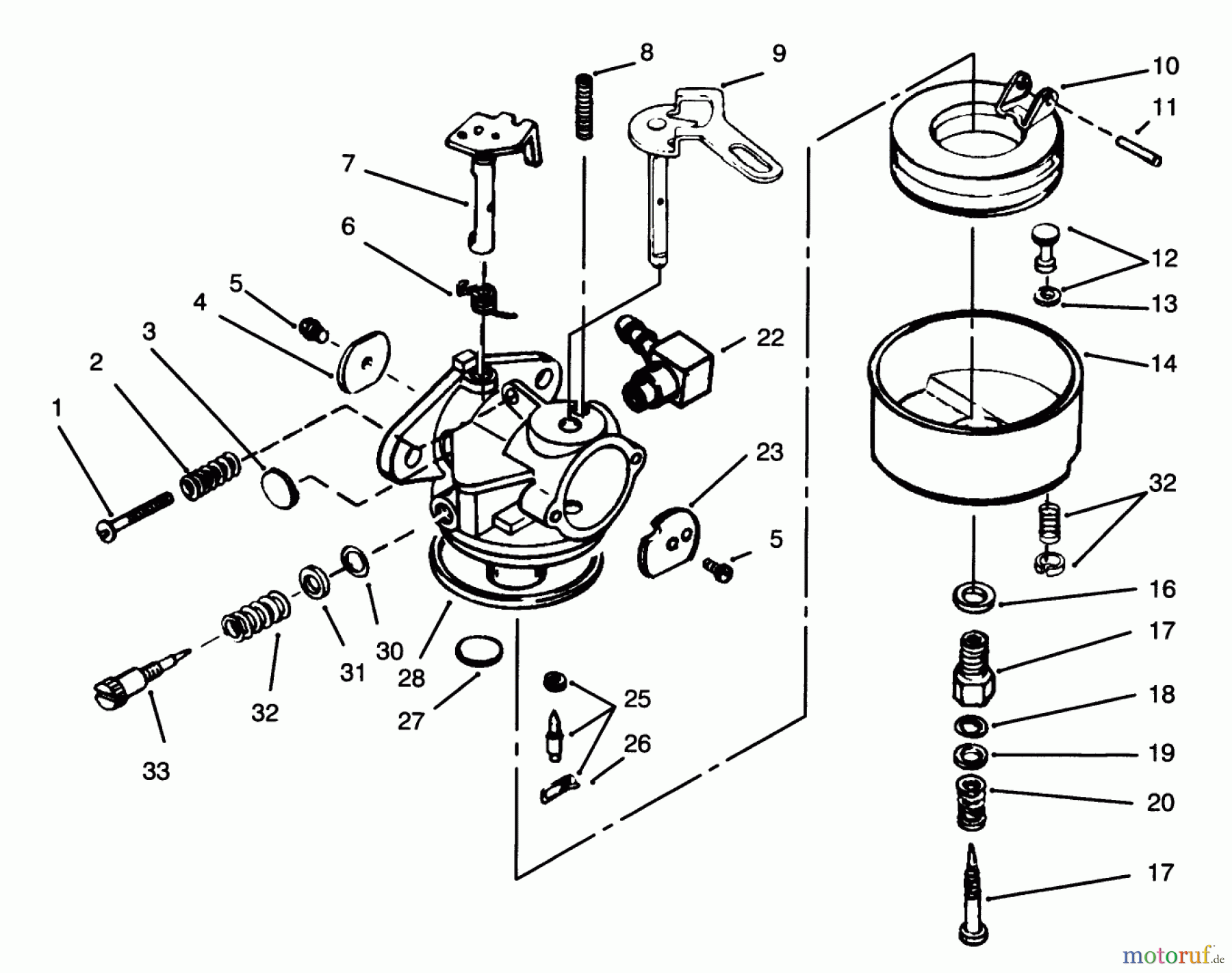  Toro Neu Snow Blowers/Snow Throwers Seite 1 38052 (521) - Toro 521 Snowthrower, 1996 (69000001-69999999) CARBURETOR NO. 632107A