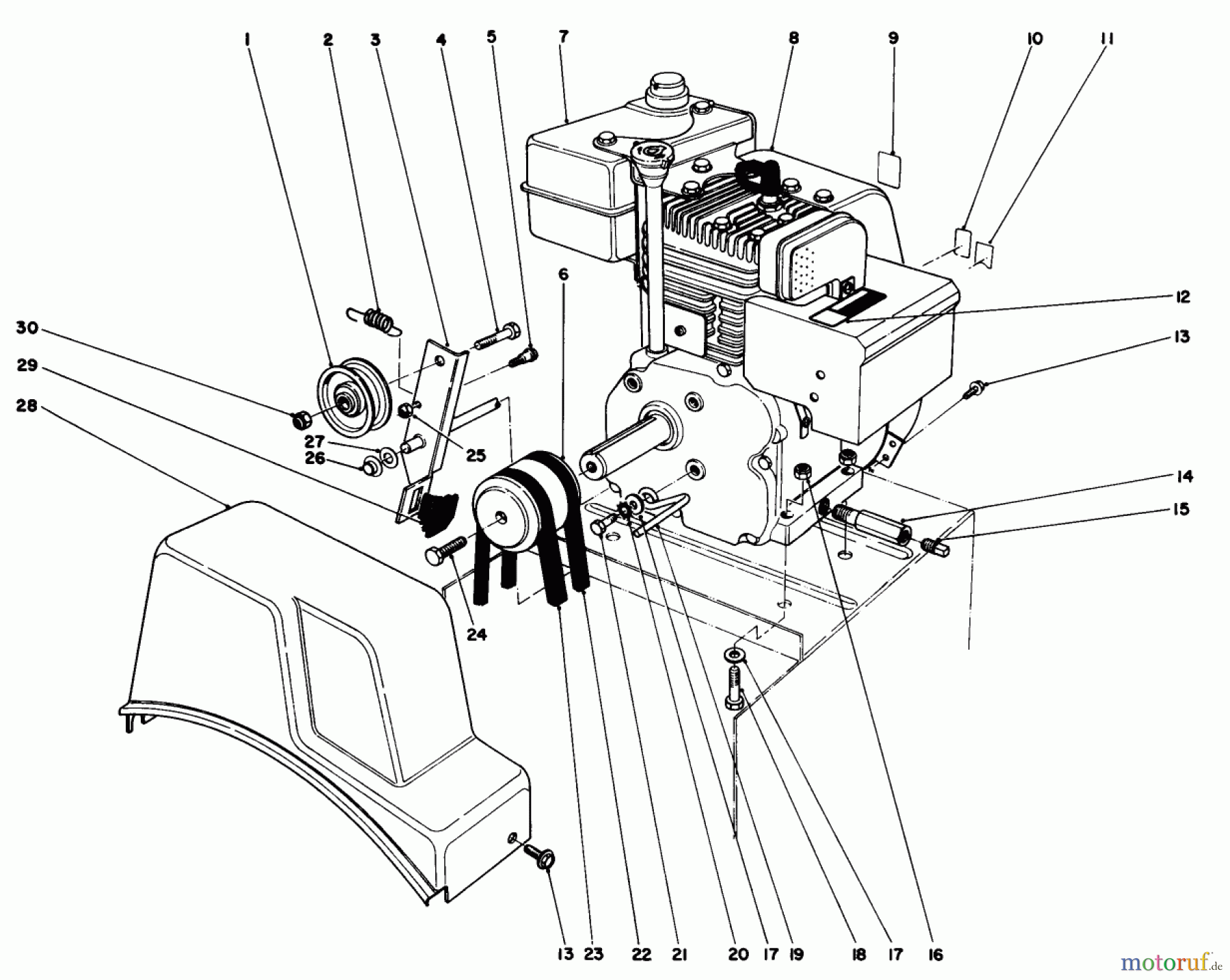  Toro Neu Snow Blowers/Snow Throwers Seite 1 38054 (521) - Toro 521 Snowthrower, 1992 (2000001-2999999) ENGINE ASSEMBLY