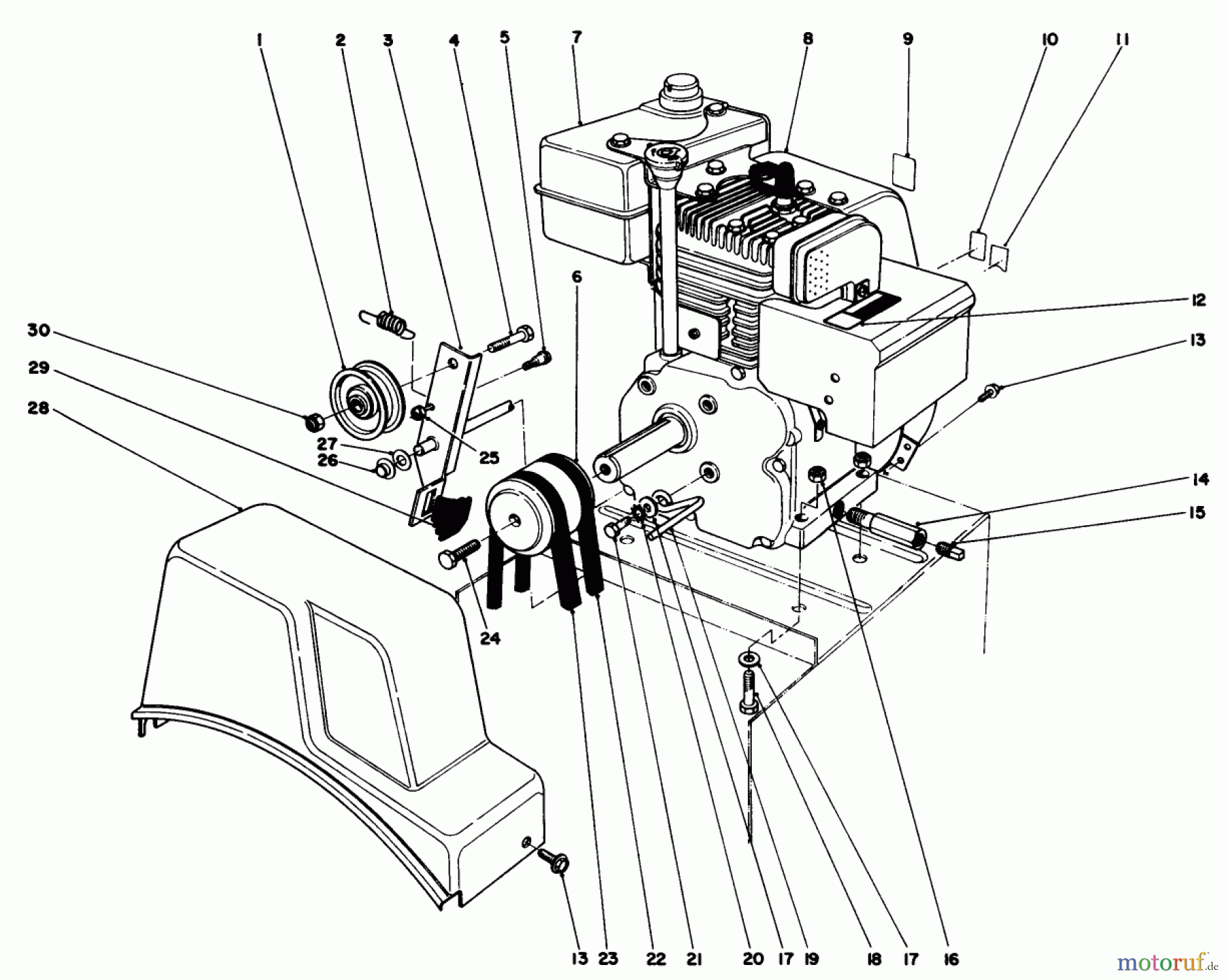  Toro Neu Snow Blowers/Snow Throwers Seite 1 38056 (521) - Toro 521 Snowthrower, 1985 (5000001-5999999) ENGINE ASSEMBLY