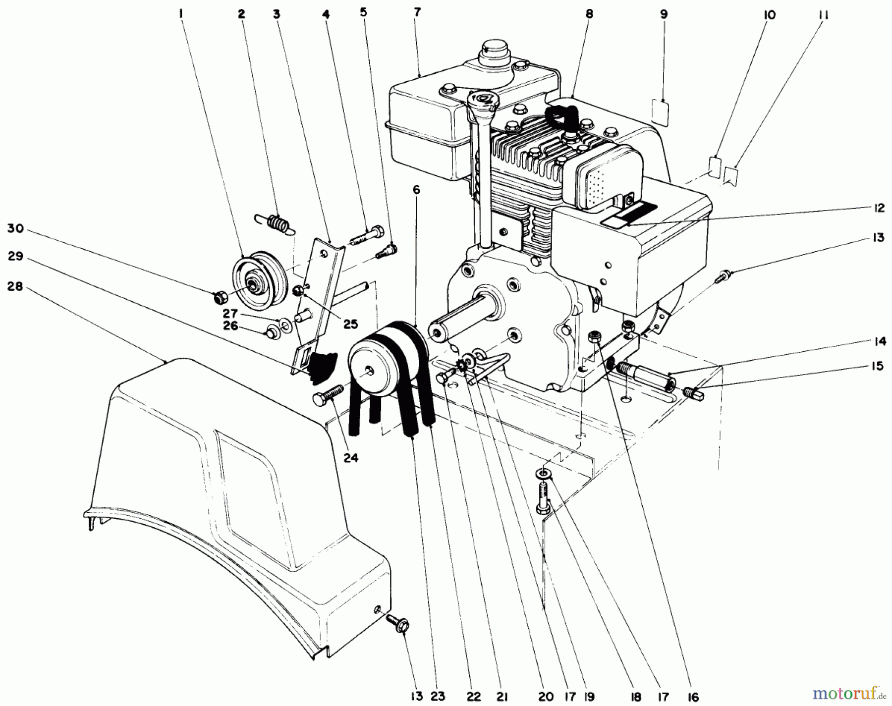  Toro Neu Snow Blowers/Snow Throwers Seite 1 38056 (521) - Toro 521 Snowthrower, 1990 (0000001-0999999) ENGINE ASSEMBLY