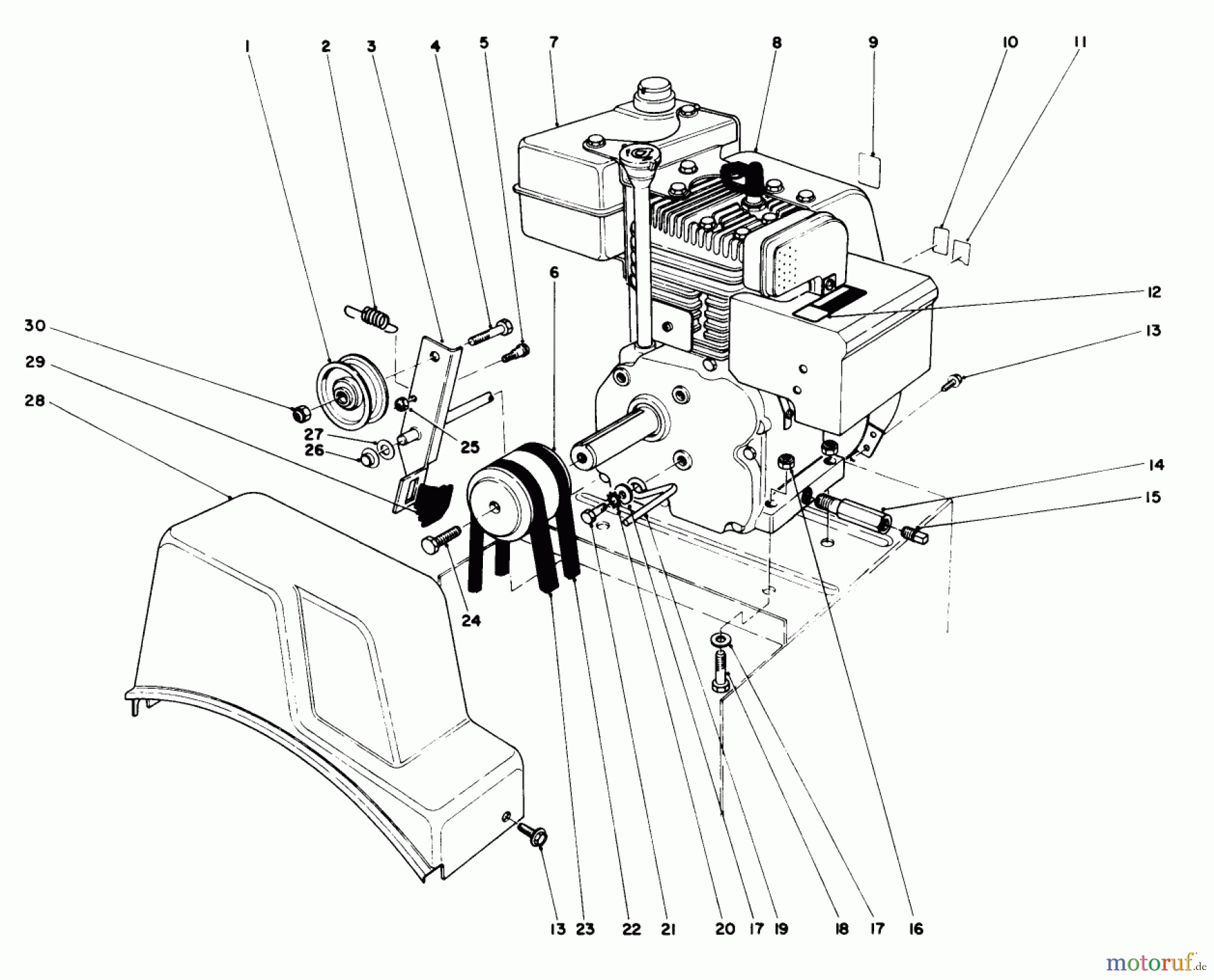  Toro Neu Snow Blowers/Snow Throwers Seite 1 38056C (521) - Toro 521 Snowthrower, 1990 (0000001-0999999) ENGINE ASSEMBLY