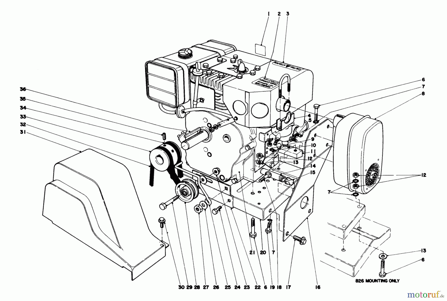  Toro Neu Snow Blowers/Snow Throwers Seite 1 38070 (1032) - Toro 1032 Snowthrower, 1978 (8000001-8999999) ENGINE ASSEMBLY