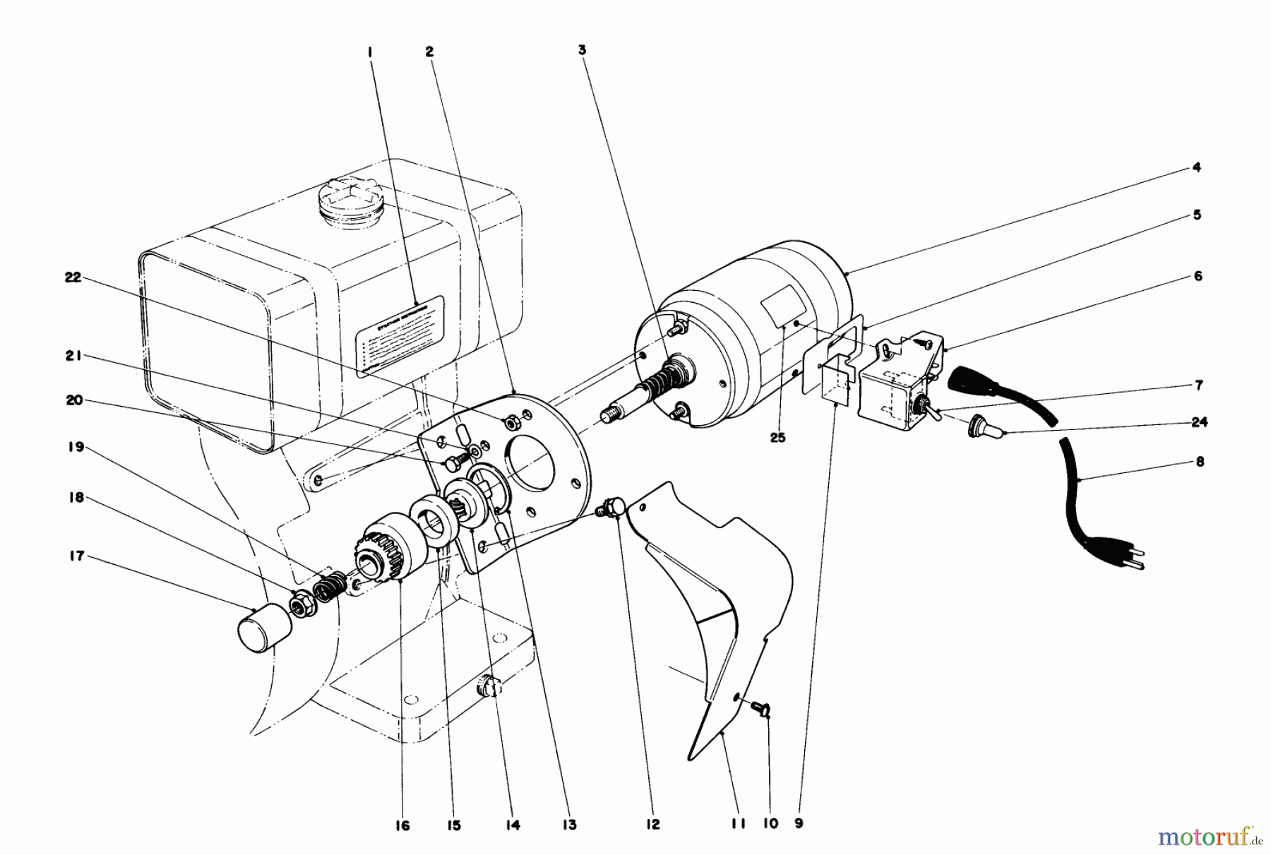  Toro Neu Snow Blowers/Snow Throwers Seite 1 38060 (826) - Toro 826 Snowthrower, 1978 (8000001-8999999) STARTER MOTOR KIT MODEL 23-4420 (8 H.P. SNOWTHROWER MODEL 38060)