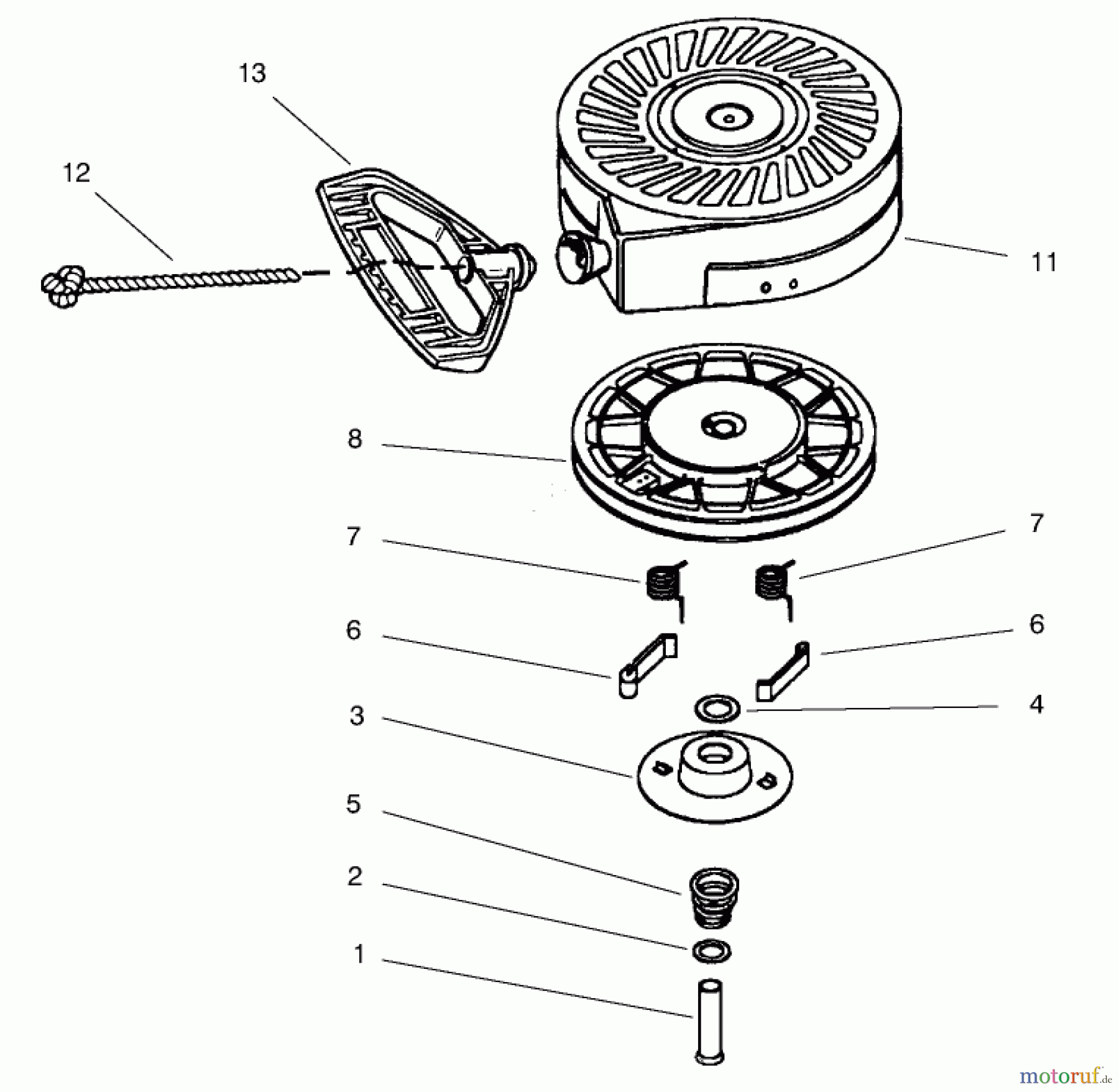  Toro Neu Snow Blowers/Snow Throwers Seite 1 38063 (622) - Toro 622 Snowthrower, 1997 (7900001-7999999) RECOIL STARTER NO. 590707