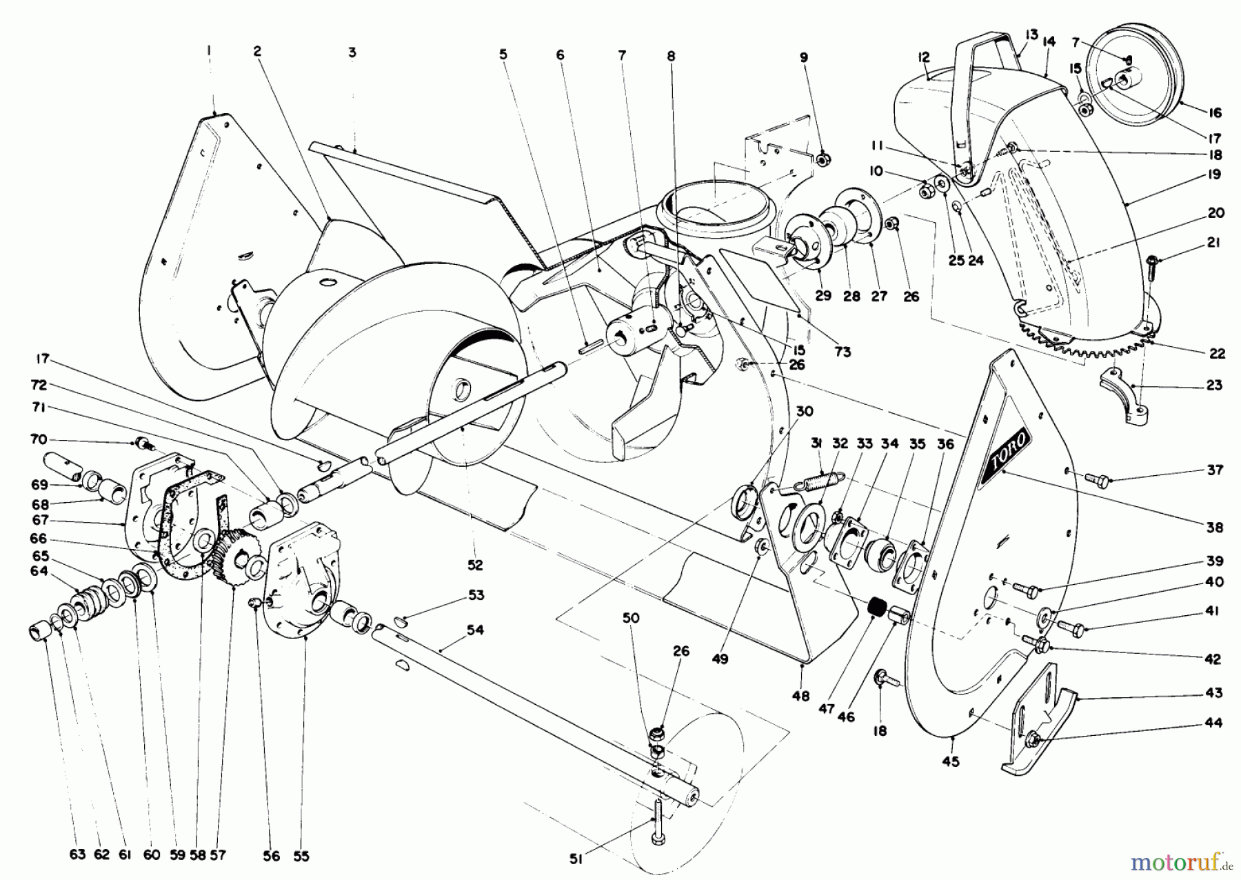  Toro Neu Snow Blowers/Snow Throwers Seite 1 38065 (624) - Toro 624 Snowthrower, 1989 (9000001-9999999) AUGER ASSEMBLY