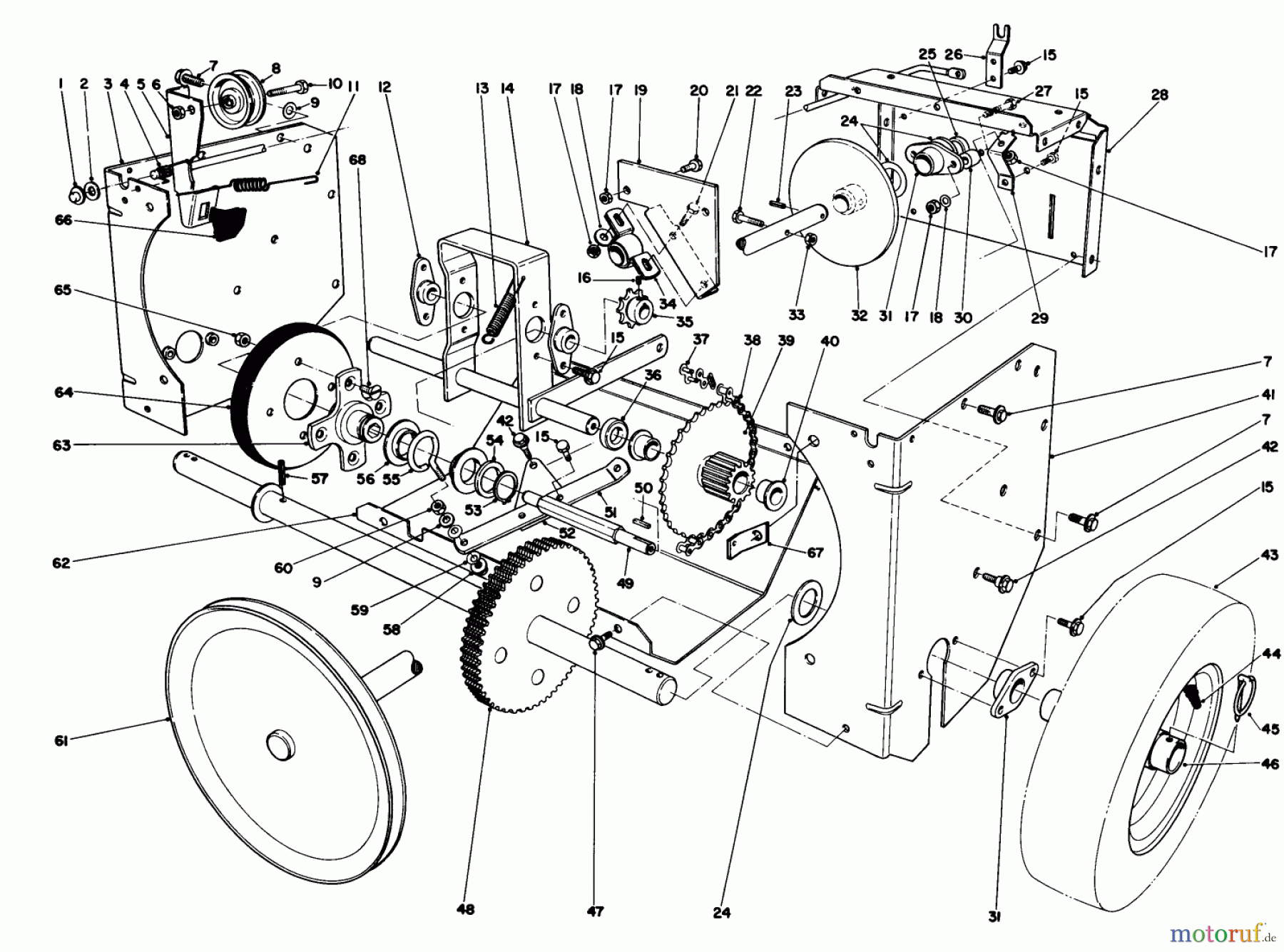  Toro Neu Snow Blowers/Snow Throwers Seite 1 38065 (624) - Toro 624 Snowthrower, 1990 (0000001-0999999) TRACTION ASSEMBLY