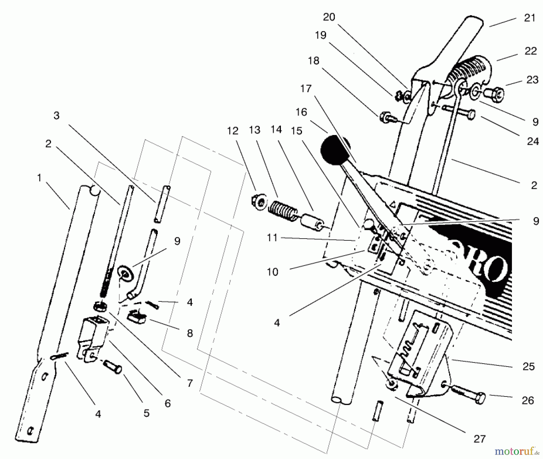  Toro Neu Snow Blowers/Snow Throwers Seite 1 38073 (724) - Toro 724 Snowthrower, 1998 (8900001-8999999) HANDLE ASSEMBLY RIGHT SIDE