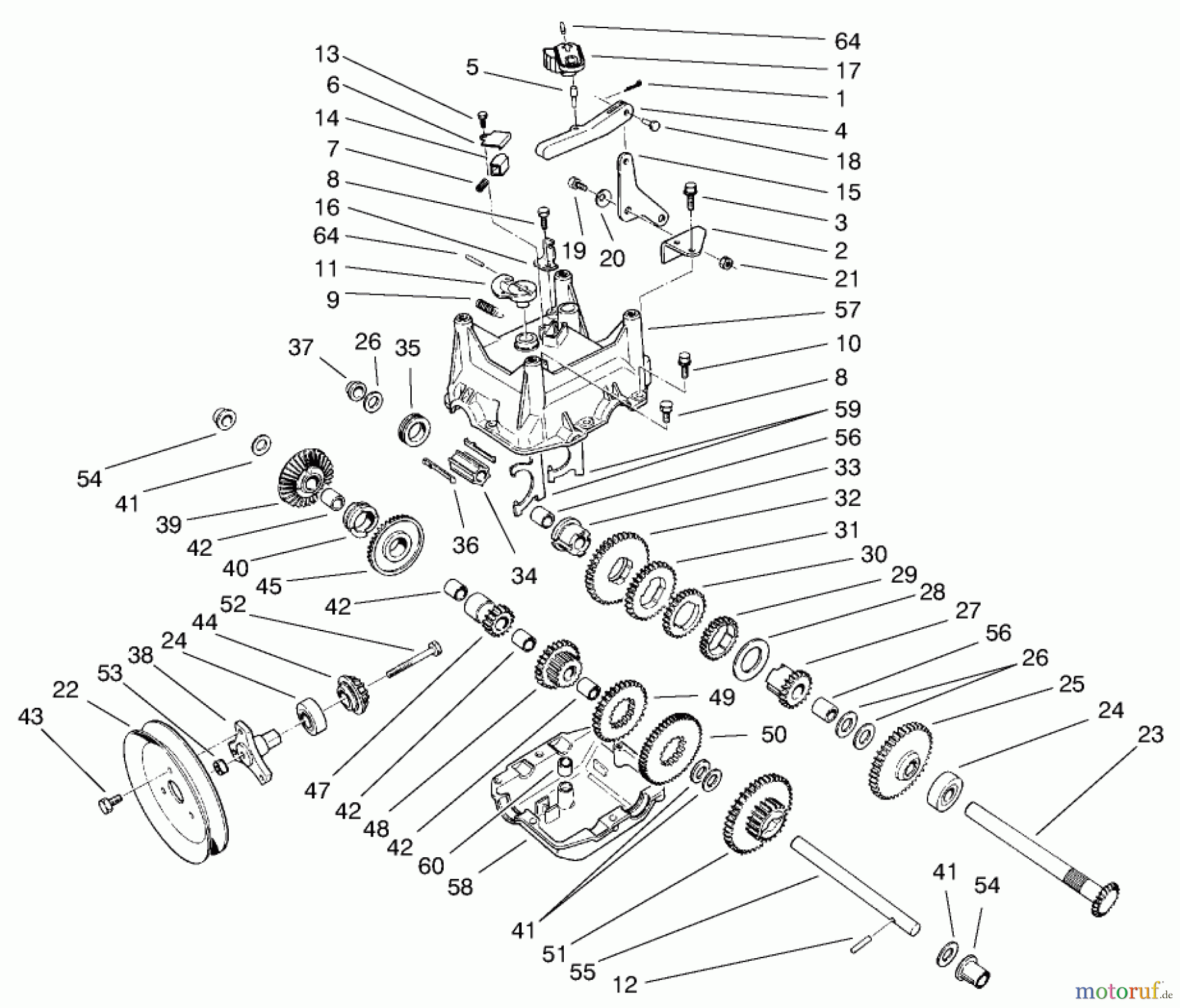  Toro Neu Snow Blowers/Snow Throwers Seite 1 38547 (924) - Toro 924 Power Shift Snowthrower, 2000 (200000001-200999999) TRACTION GEARCASE ASSEMBLY NO. 66-8030