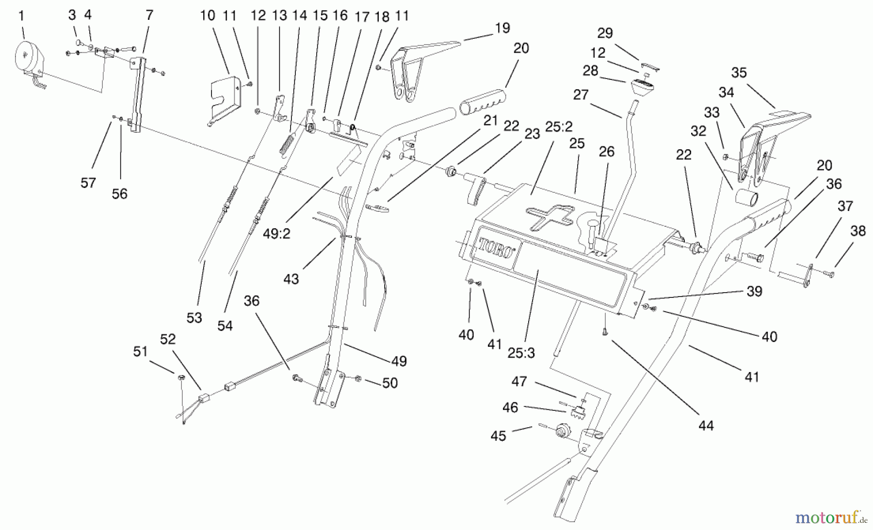  Toro Neu Snow Blowers/Snow Throwers Seite 1 38079 (924) - Toro 924 Power Shift Snowthrower, 2002 (220000001-220999999) HANDLE AND CONTROL ASSEMBLY