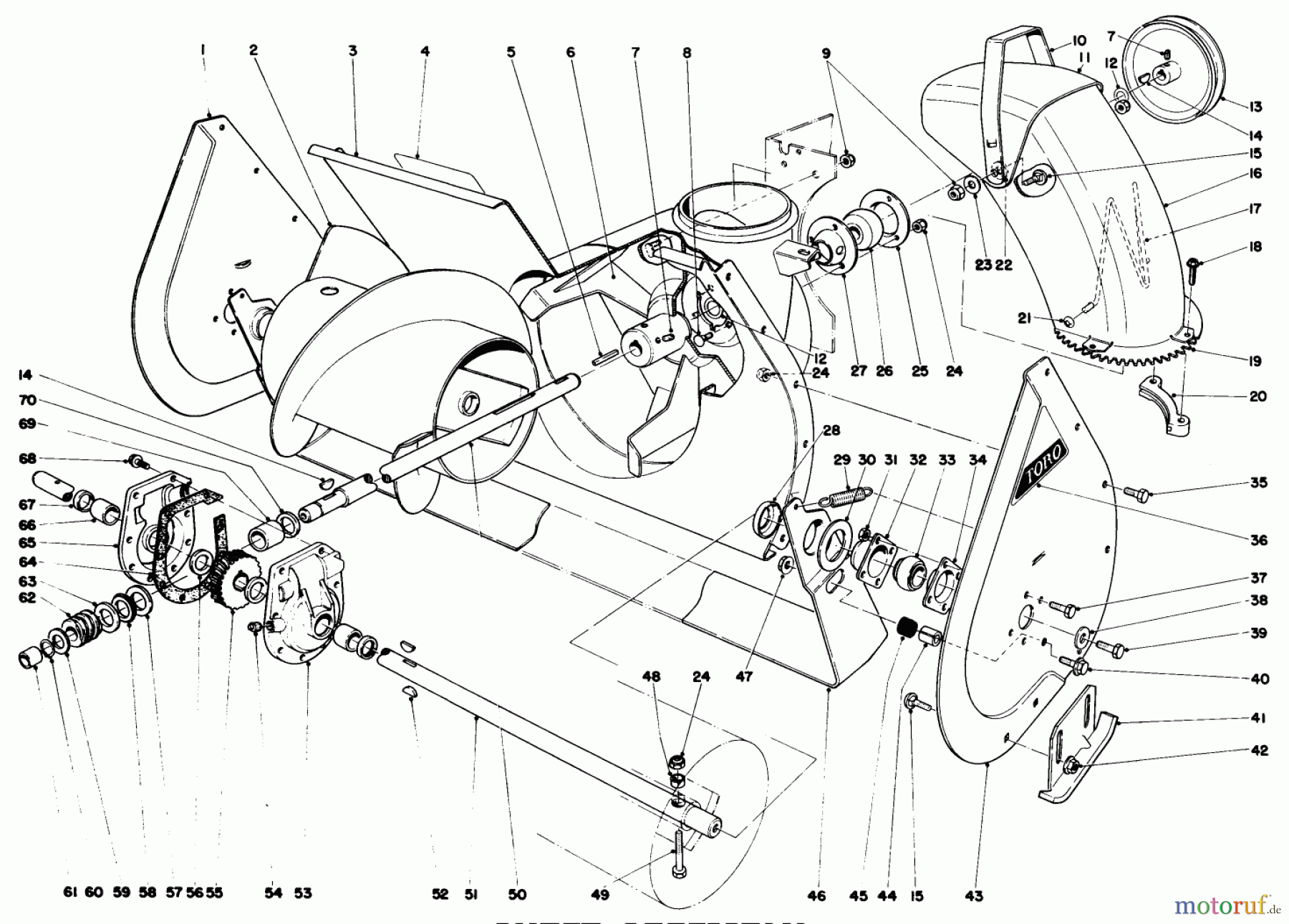  Toro Neu Snow Blowers/Snow Throwers Seite 1 38080 (824) - Toro 824 Snowthrower, 1981 (1000001-1999999) AUGER ASSEMBLY