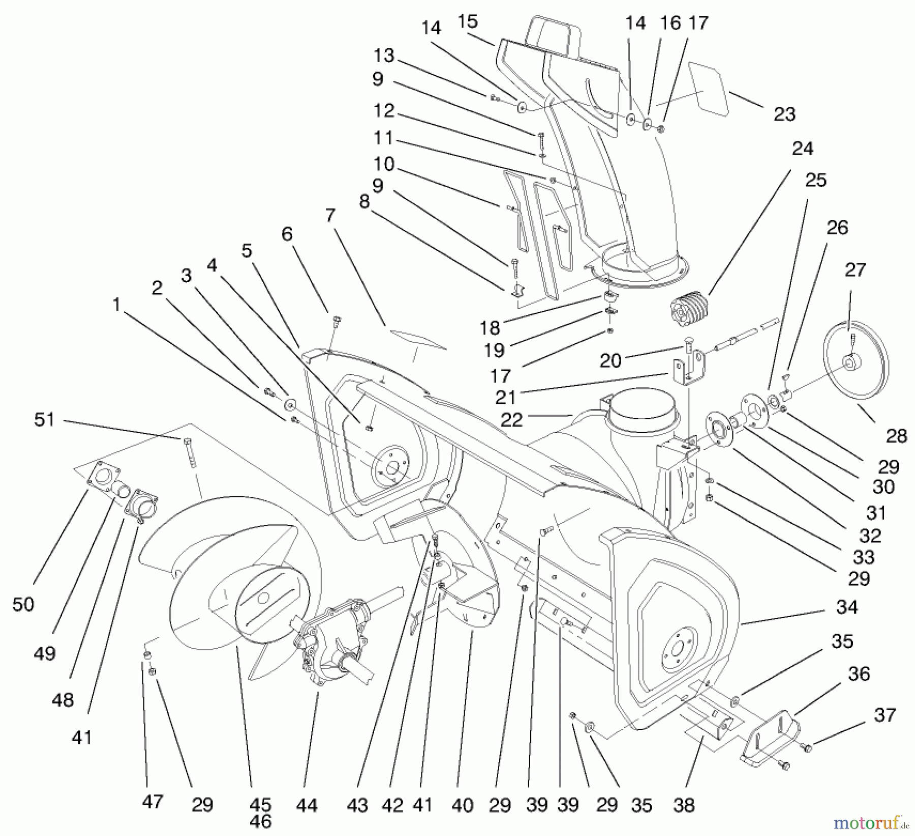  Toro Neu Snow Blowers/Snow Throwers Seite 1 38083 (824XL) - Toro 824XL Power Throw Snowthrower, 1999 (9900001-9999999) AUGER AND HOUSING ASSEMBLY