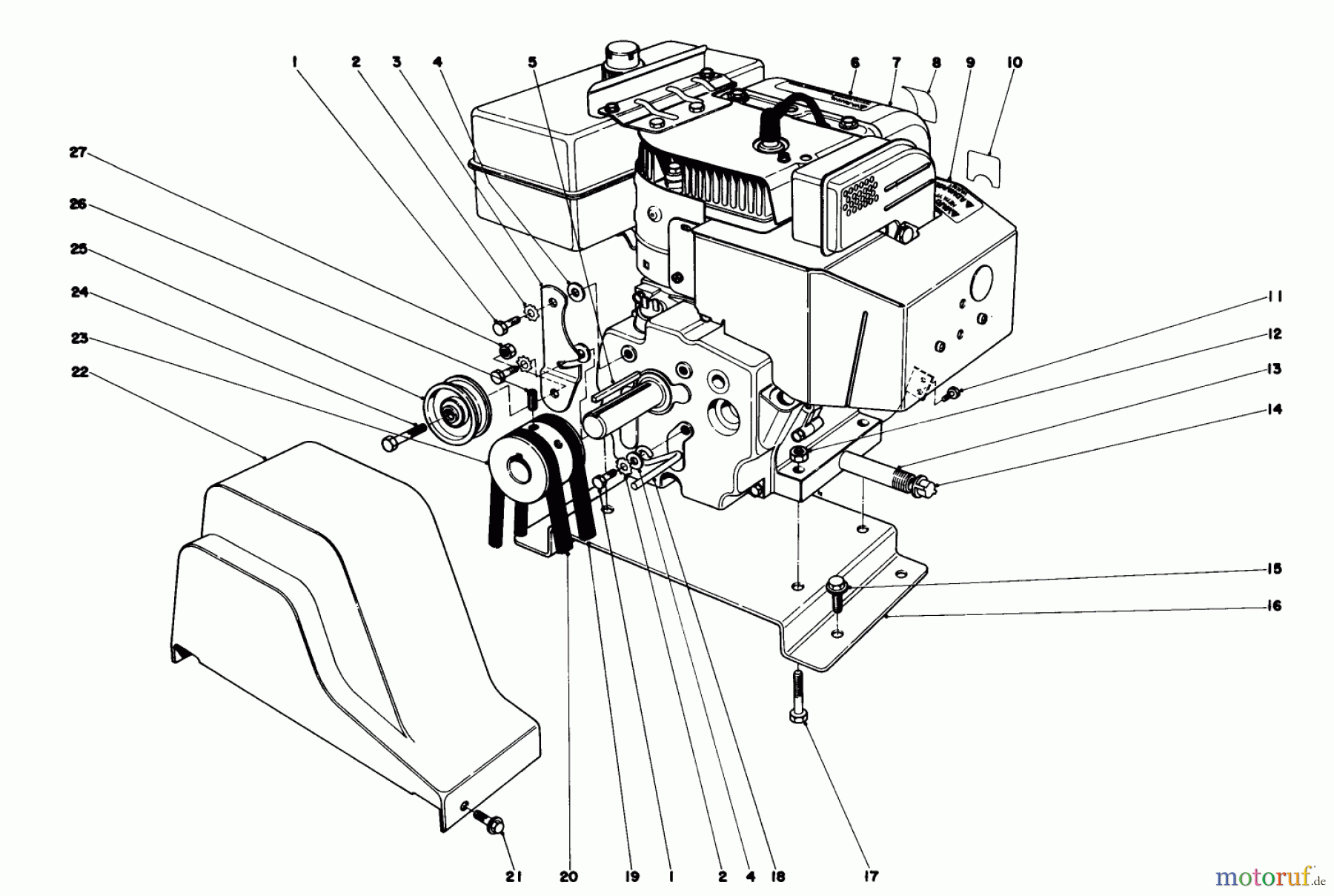  Toro Neu Snow Blowers/Snow Throwers Seite 1 38085 (824) - Toro 824 Snowthrower, 1980 (0000001-0999999) ENGINE ASSEMBLY