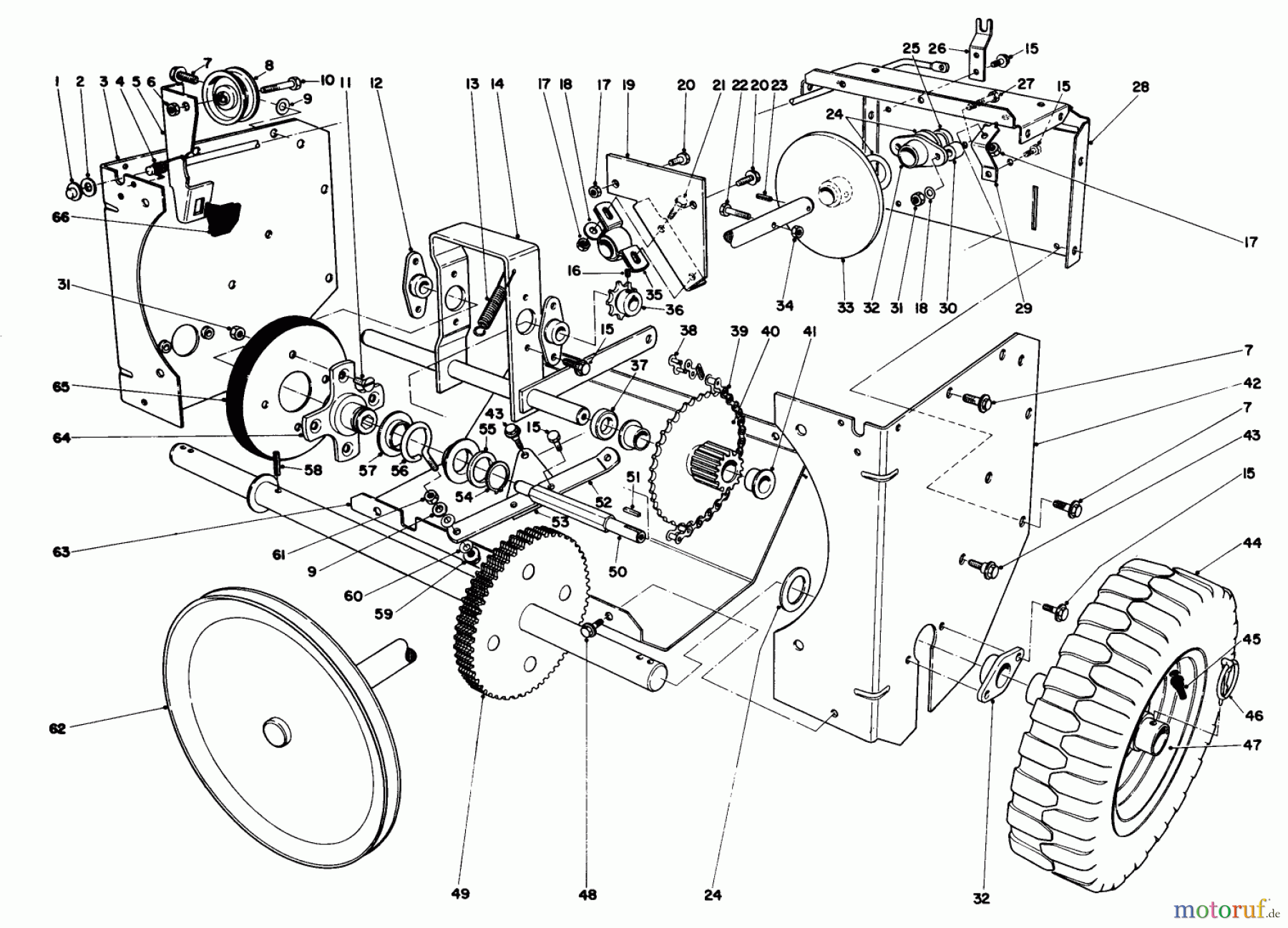  Toro Neu Snow Blowers/Snow Throwers Seite 1 38085 (824) - Toro 824 Snowthrower, 1986 (6000001-6999999) TRACTION ASSEMBLY